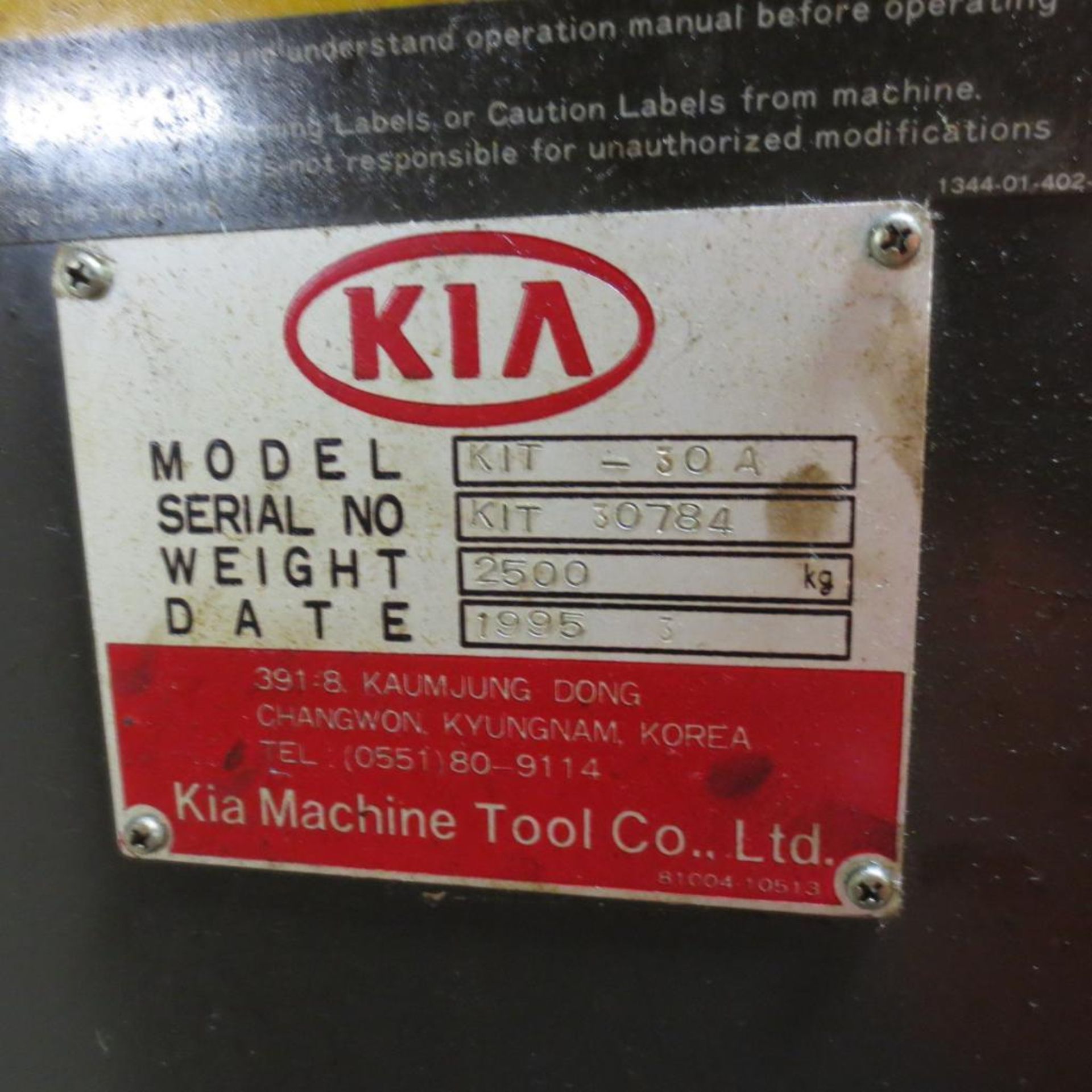 KIA Kit 30A LX3 Best Economical CNC Lathe, S/N Kit30784, Year 1995. Loading Fee is $450.00 - Image 8 of 8