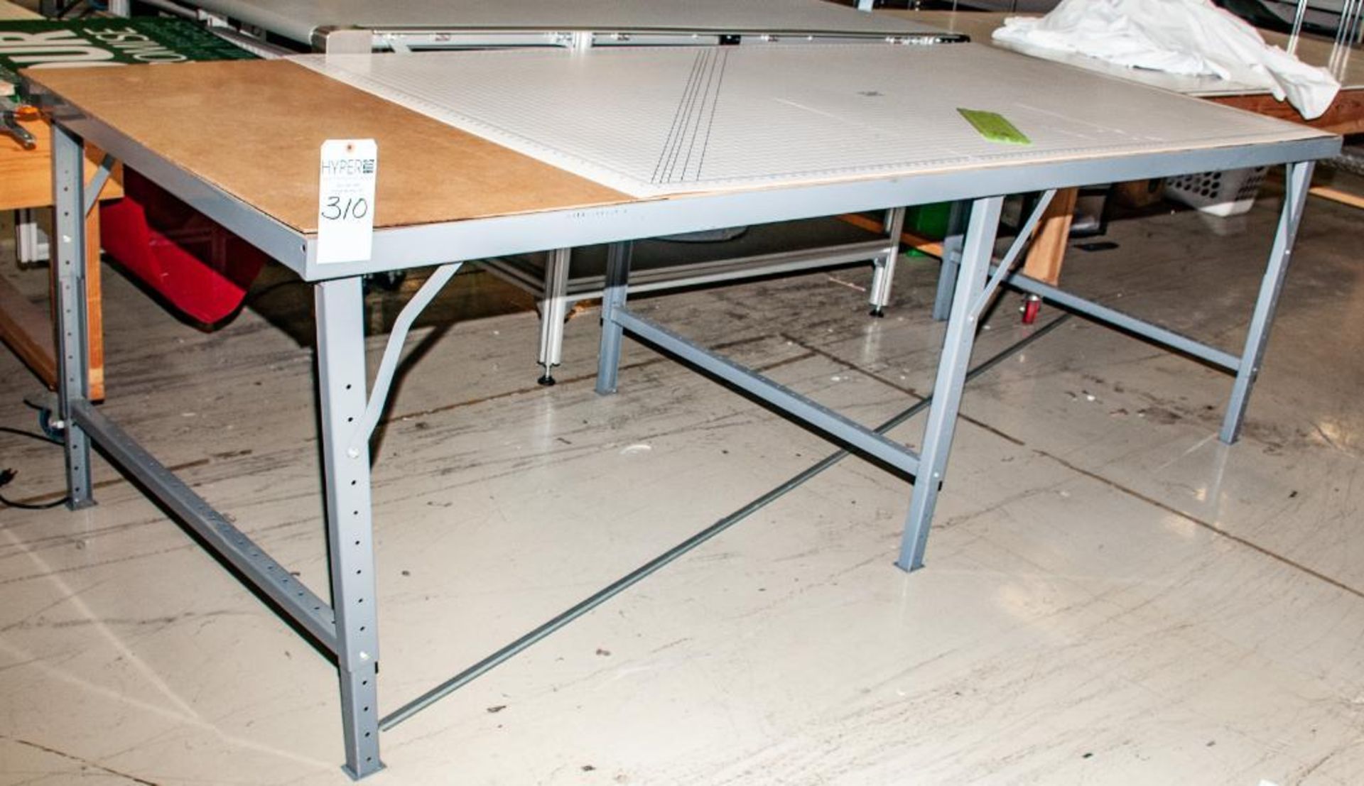 48" x 120" x 36" Steel Top Wood Table **no casters & no contents**