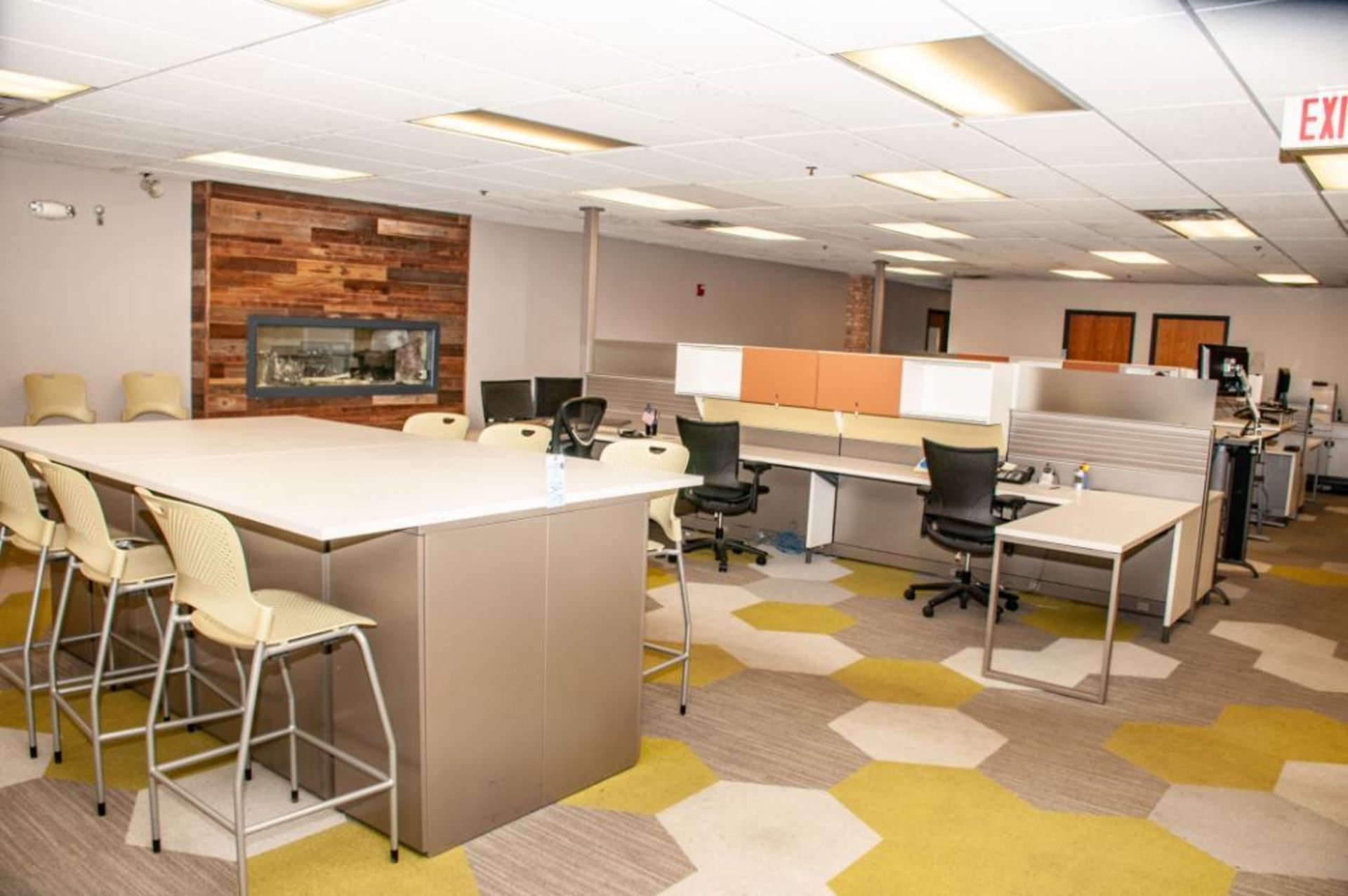 Lot c/o: Cubicles and Work Stations straight in from main entrance & right side, desks, chairs, comp