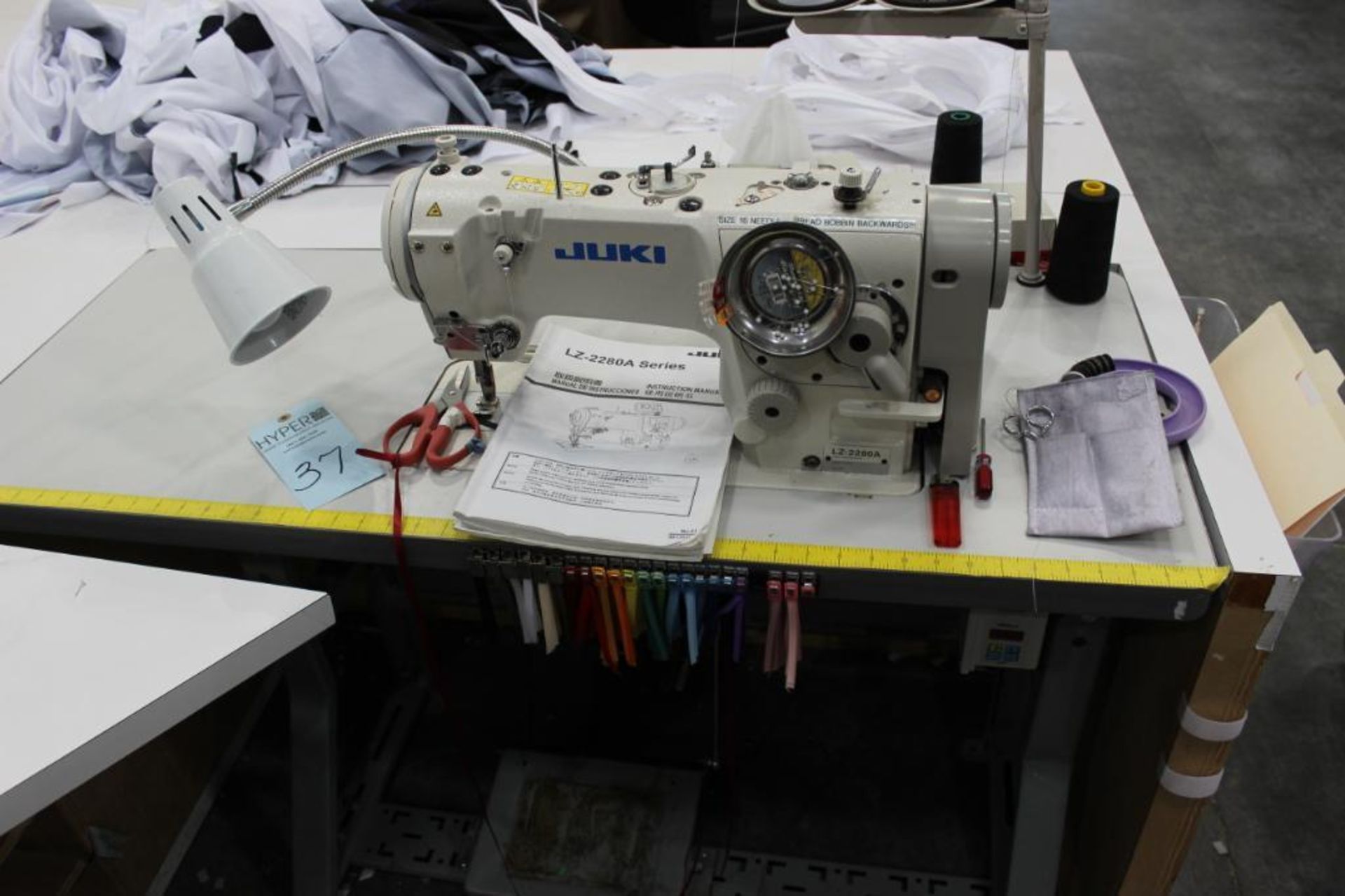 Juki model LZ-2280A sewing machine s/n 8L2KC00667 w/Sewing Table