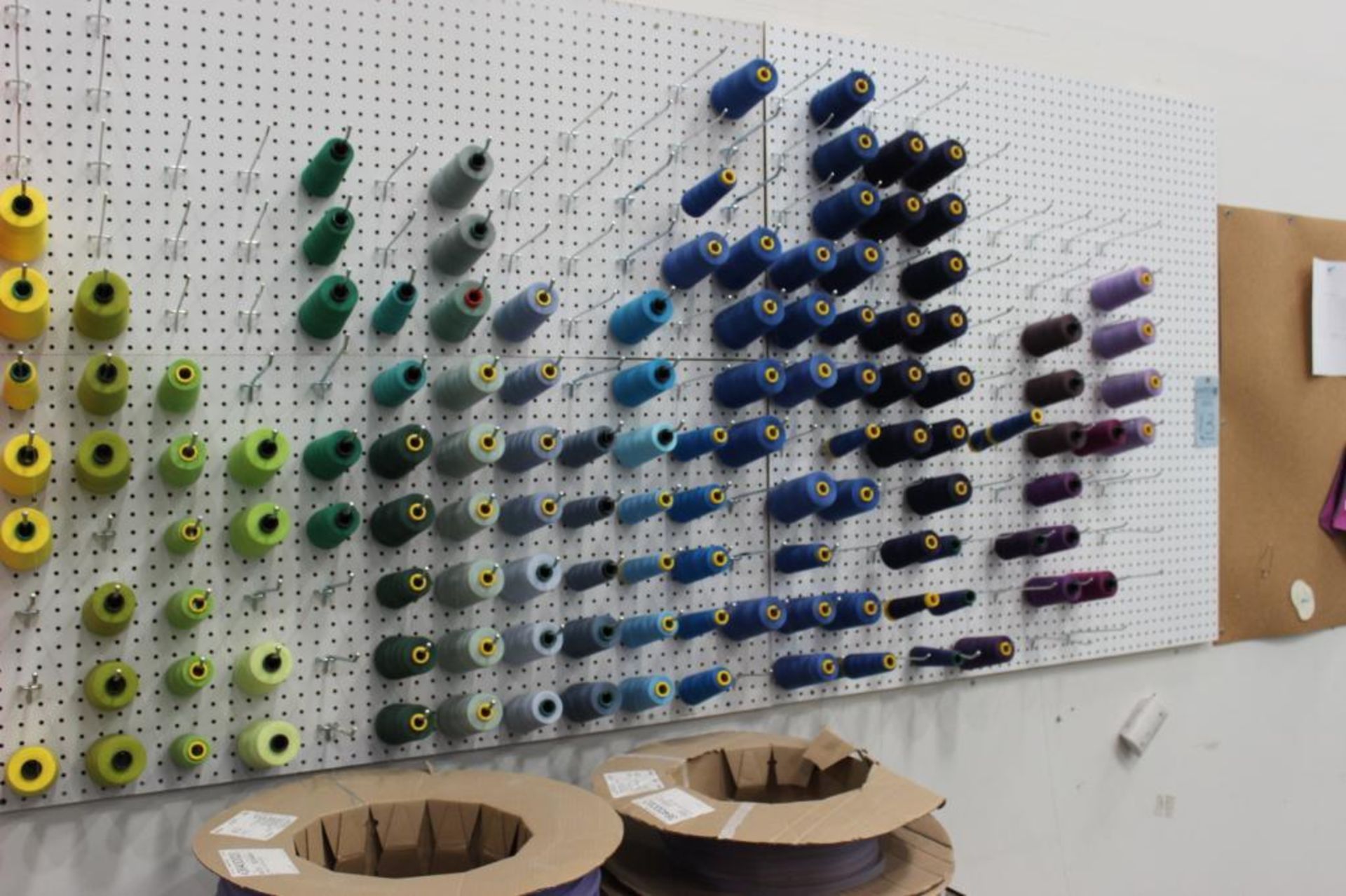 Approximately 4'x32' pegboard w/ clips and thread - Image 3 of 3