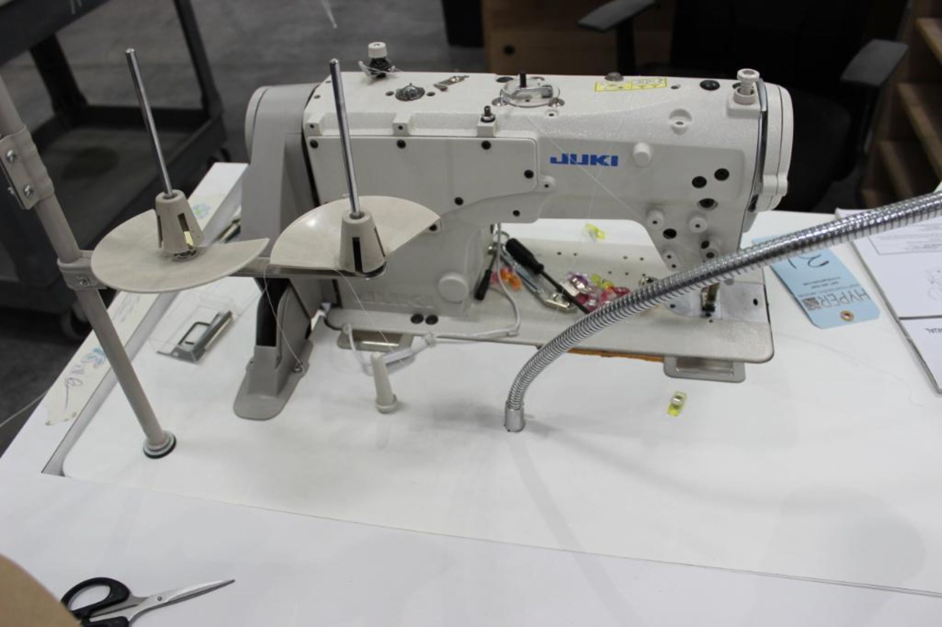 Juki model LZ-2280A sewing machine s/n 8L2HB11083 w/Sewing Table