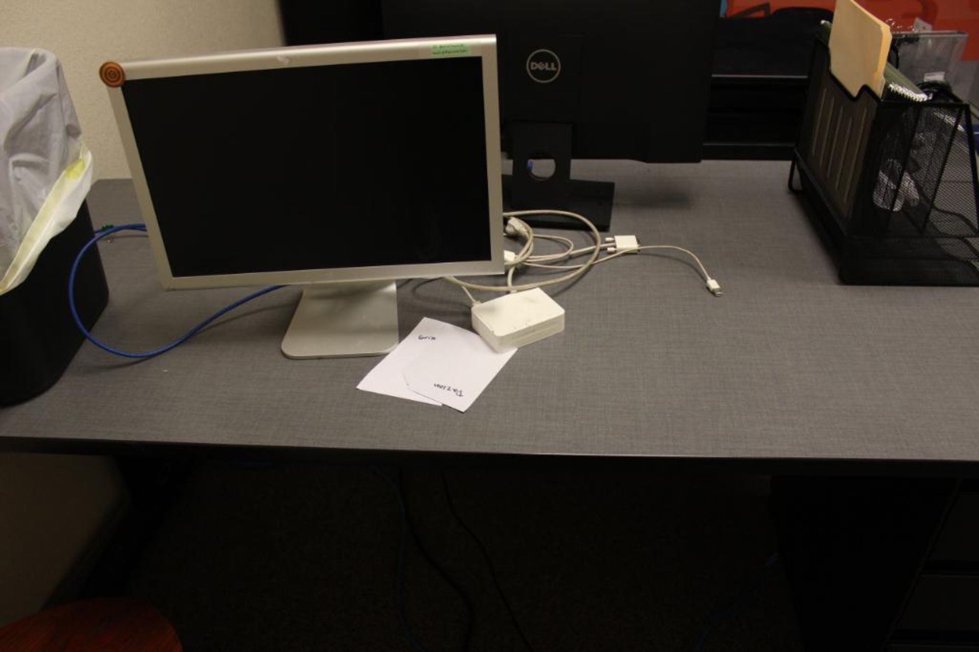 Office consisting: of 2- 30”x60” desks; 2 chairs ; 1 Dell monitor; 1-cabinet; 1-Apple monitor & cont - Image 3 of 7