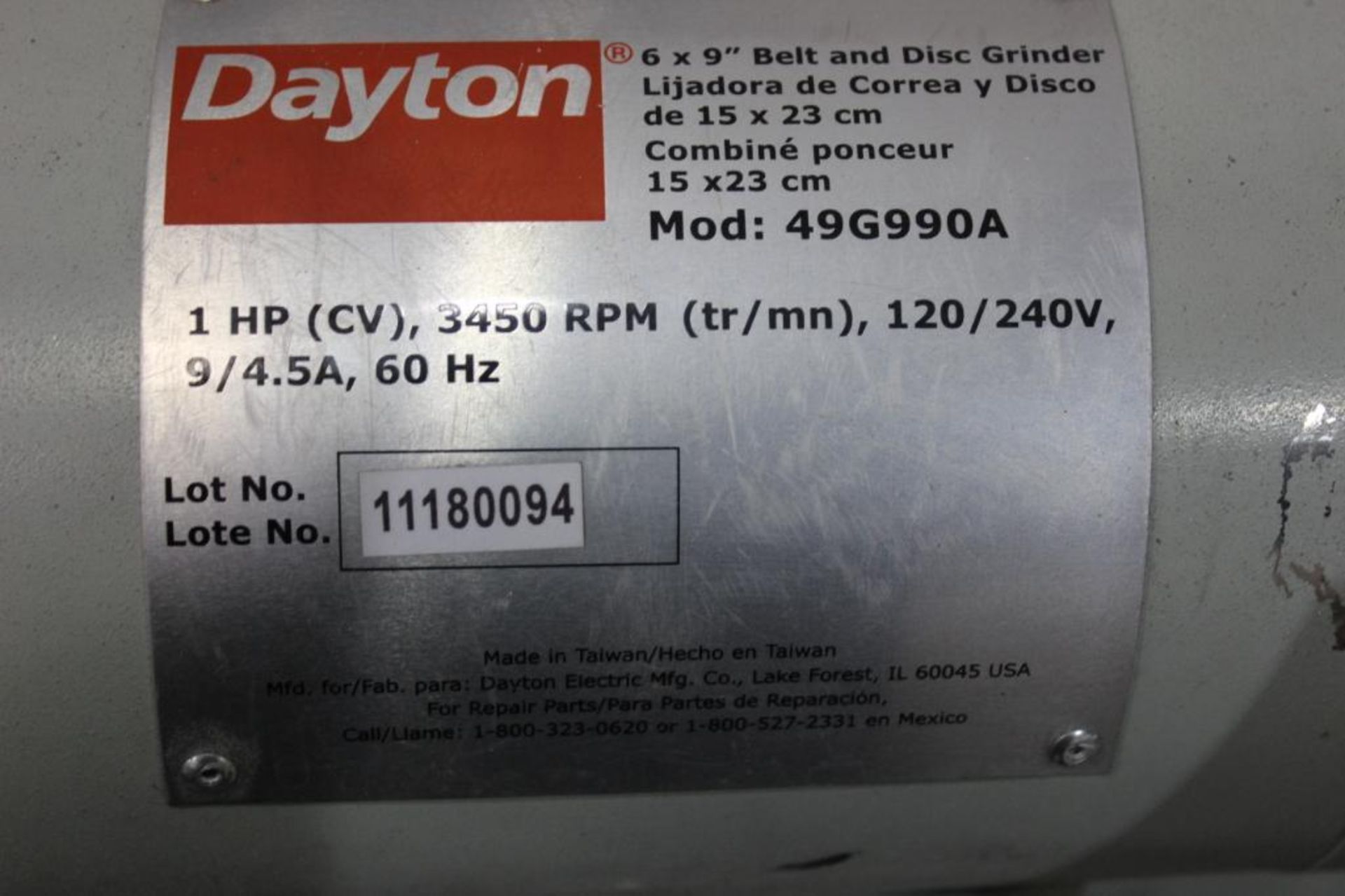 Dayton model 49G990A disc/belt sander 1hp on stand - Image 2 of 4