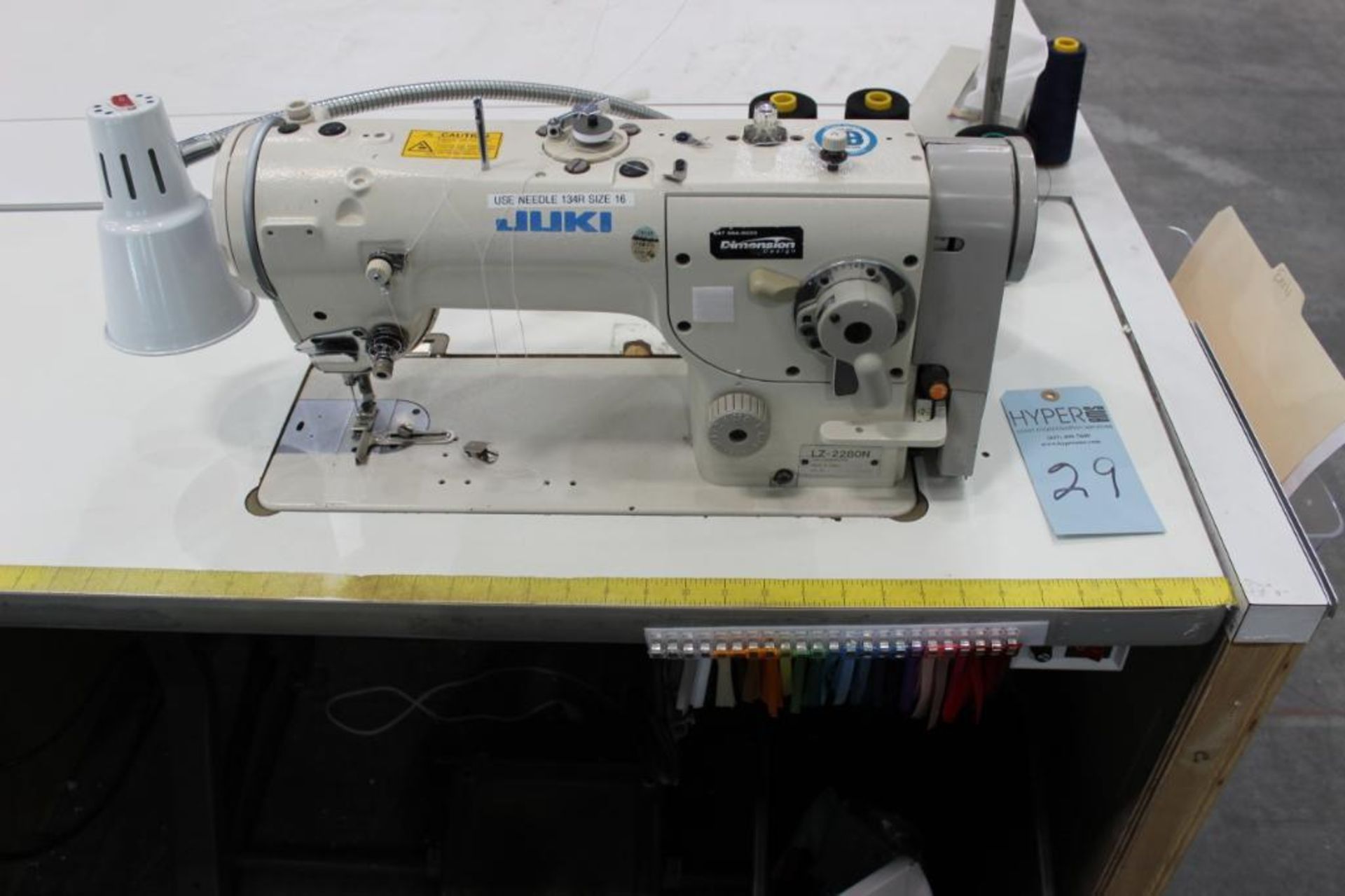 Juki model LZ-2280N sewing machine s/n LZ0EA52Z60 w/Sewing Table