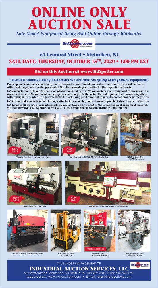 Surplus Late Model Equipment of Multiple New Jersey Mfg. Facilities