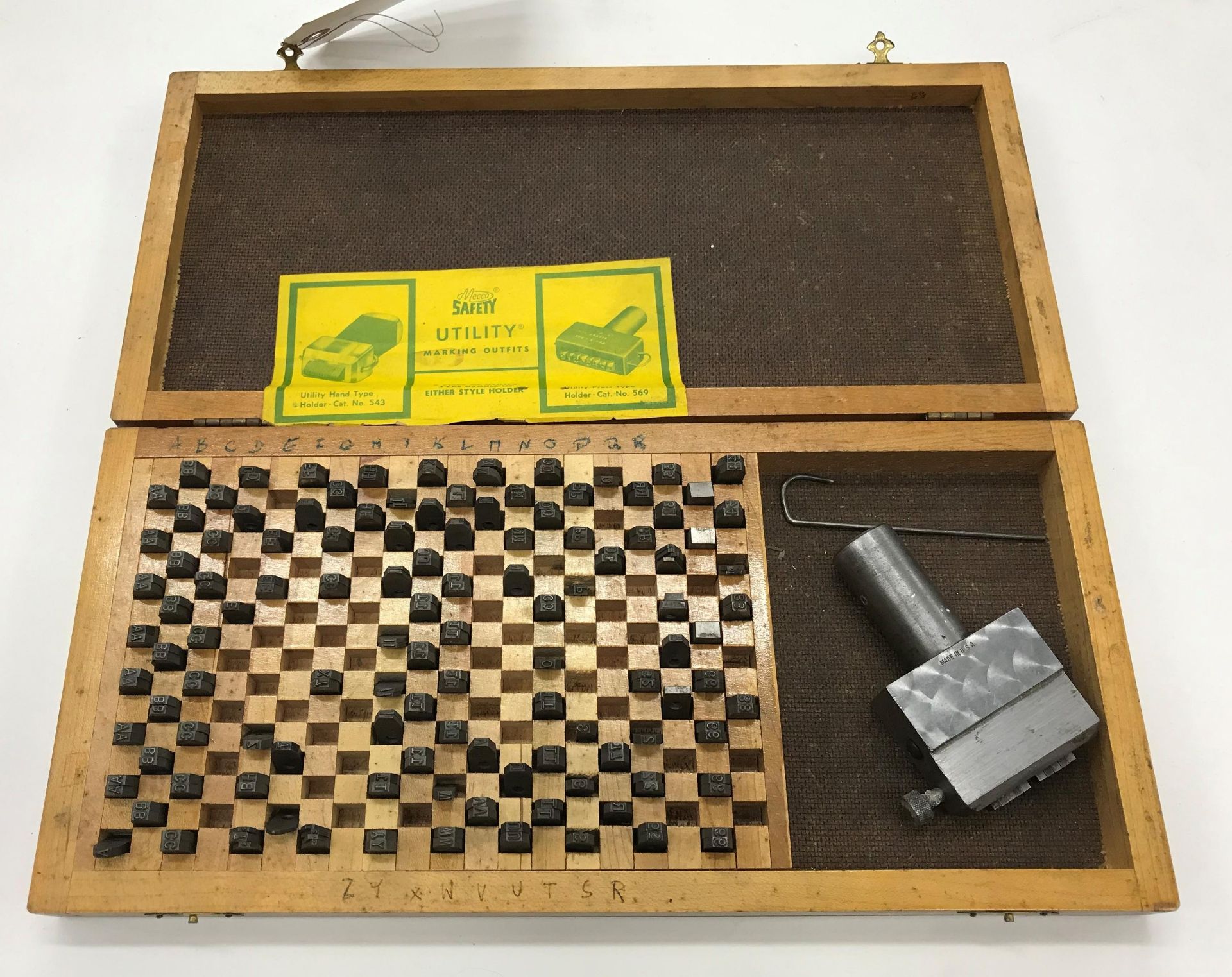 Numberall No.23P 10-5/32 Press Type Stamping Set