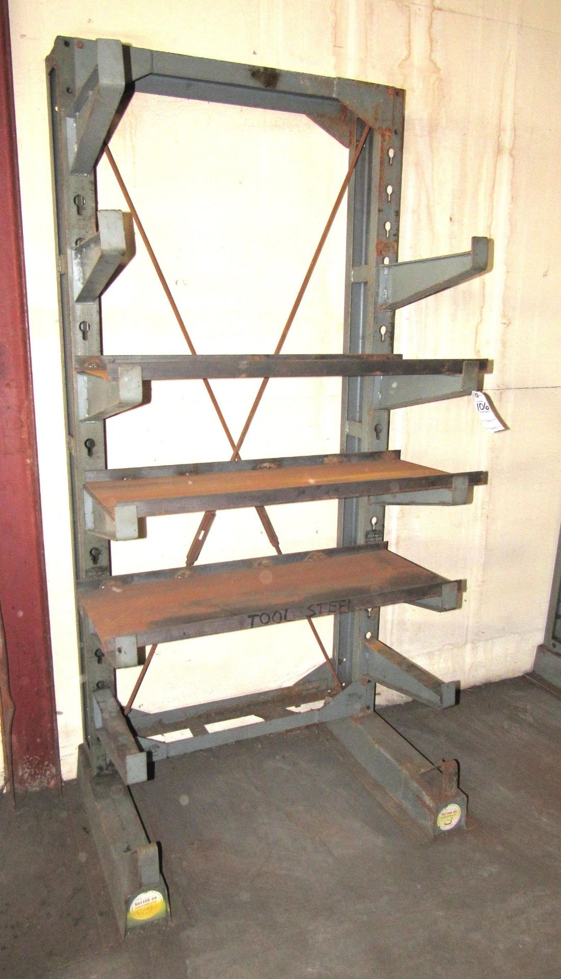 Jarke Button-On Cantilever Single Sided Steel Rack - 38.5" x 16" x 84"H, Adjustable 6 Arm