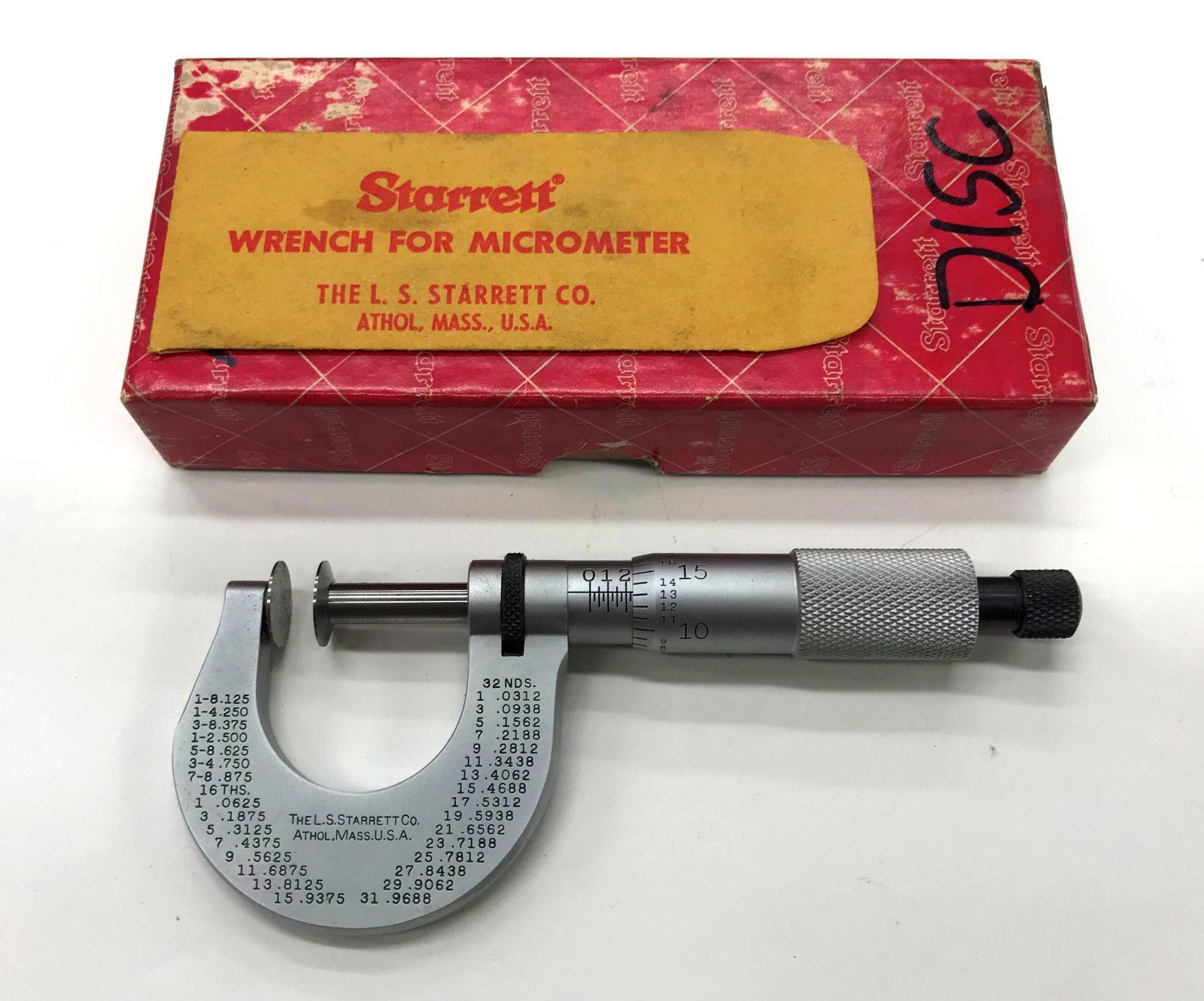 Starrett No.256 0-1" Disc Micrometer