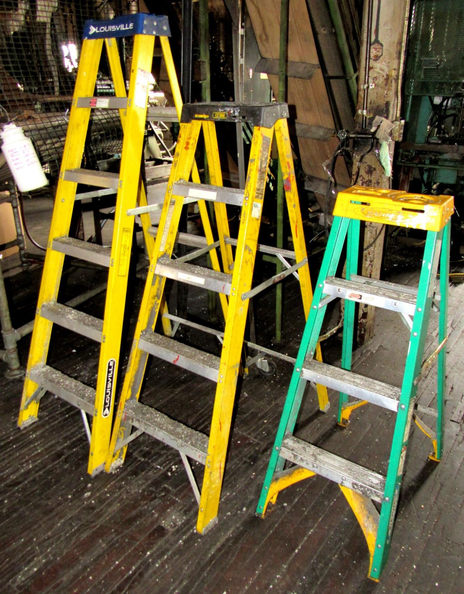 4-Fiberglass Ladders- Sizes: (2) 6' & 4' & 3'