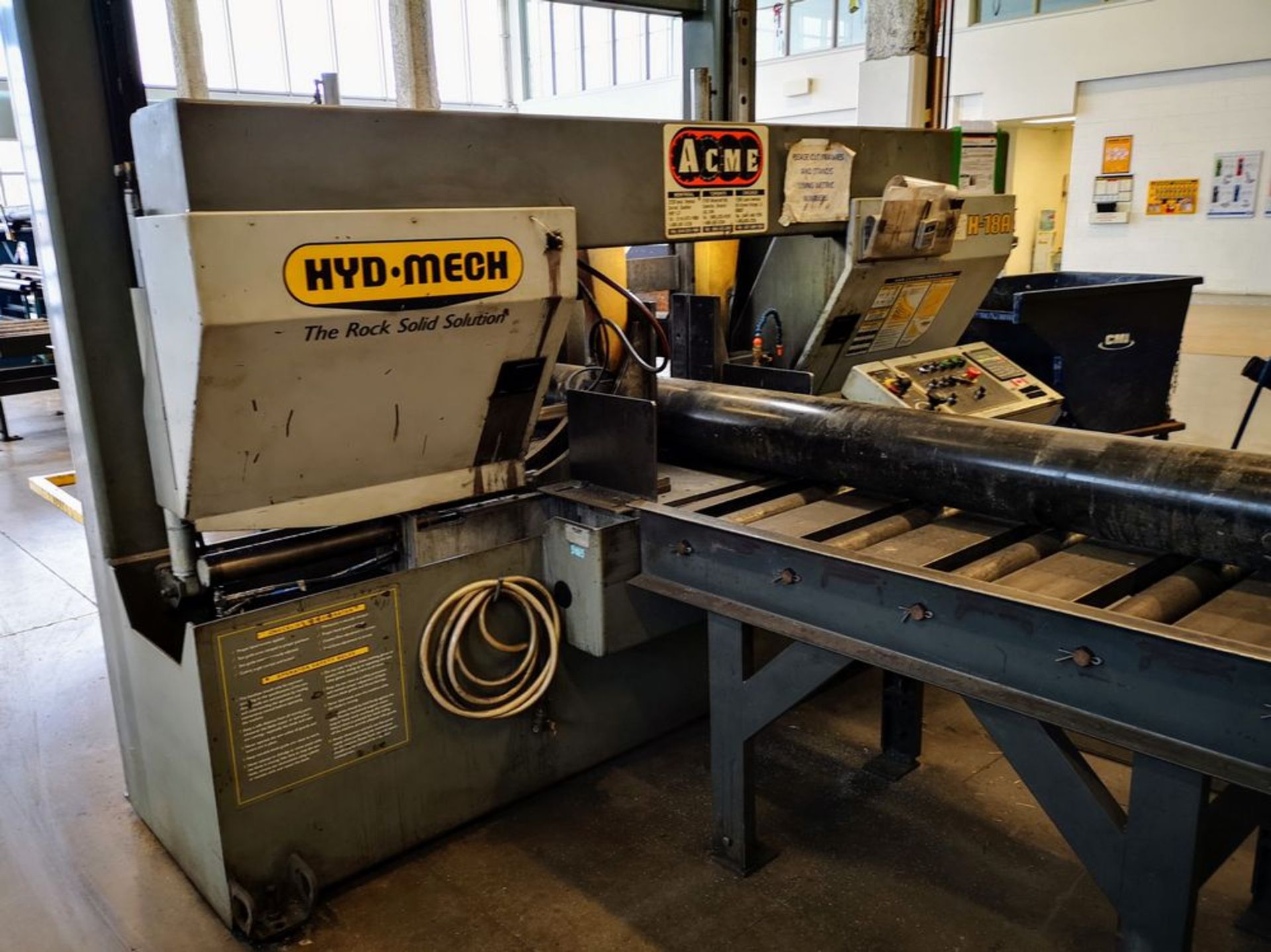 2003 HYD-MECH H-18A HORIZONTAL AUTOMATIC BANDSAW, S/N B0703127S, AUGER CHIP RECOVERY (LOCATED AT 2
