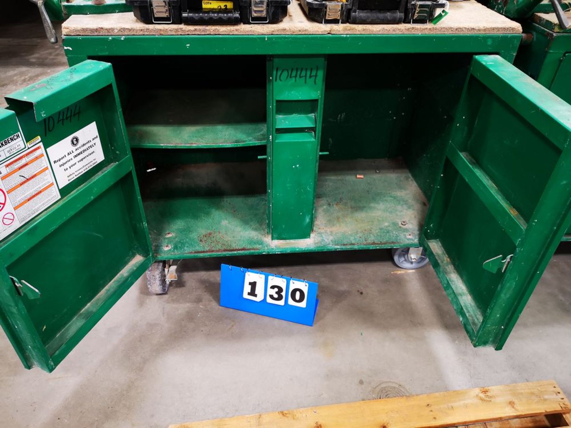 GREENLEE 2-DOOR JOB BOX / MOBILE WORKBENCH W/ CHAIN VISE, 24"W X 48"L X 35"H - Image 2 of 3