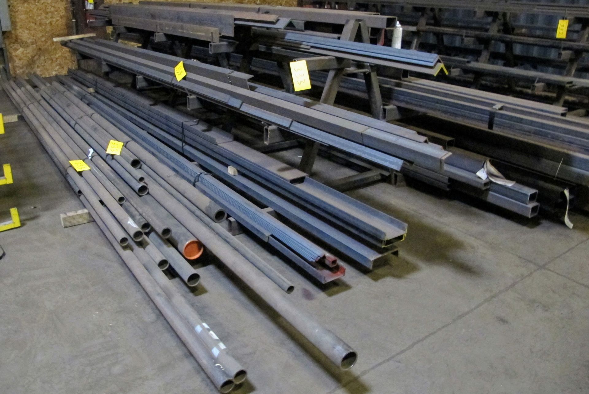 LOT OF STEEL PIPE, ANGLE IRON, TUBE AND CHANNEL STOCK W/16'L X 6'W X 5'T A-FRAME RACK - Image 2 of 4