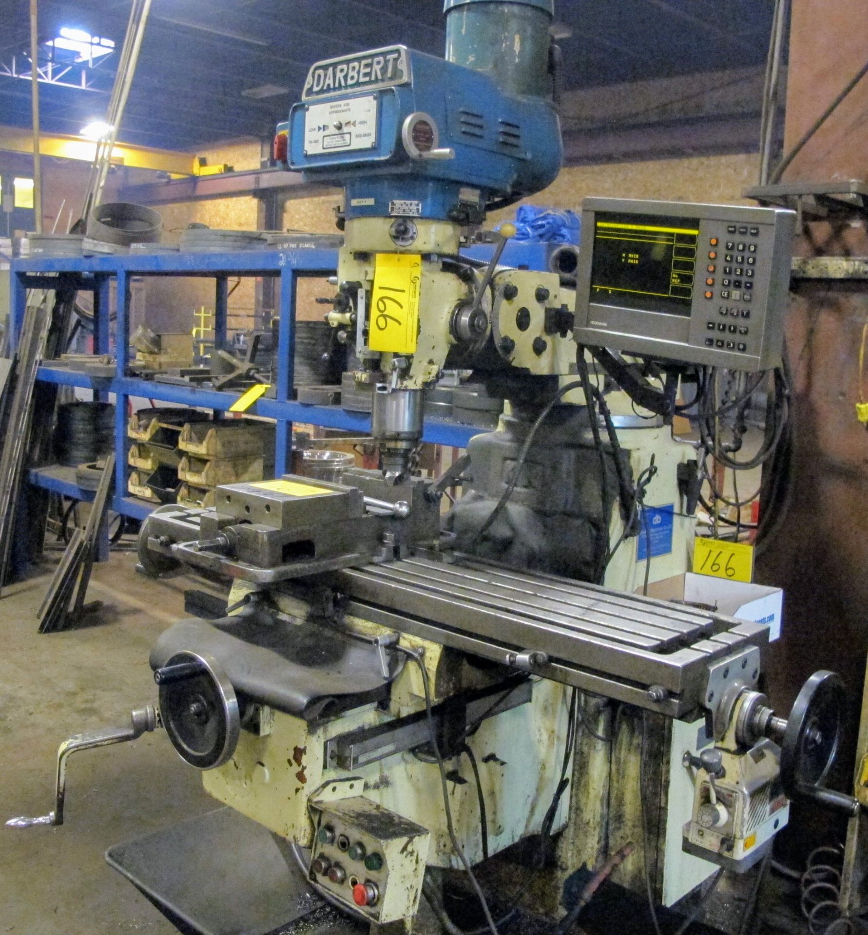 DARBERT VERTICAL MILLING MACHINE, HEIDENHAIN DRO, 5HP, 12” X 54” TABLE, ALIGN POWER FEED, PROBE