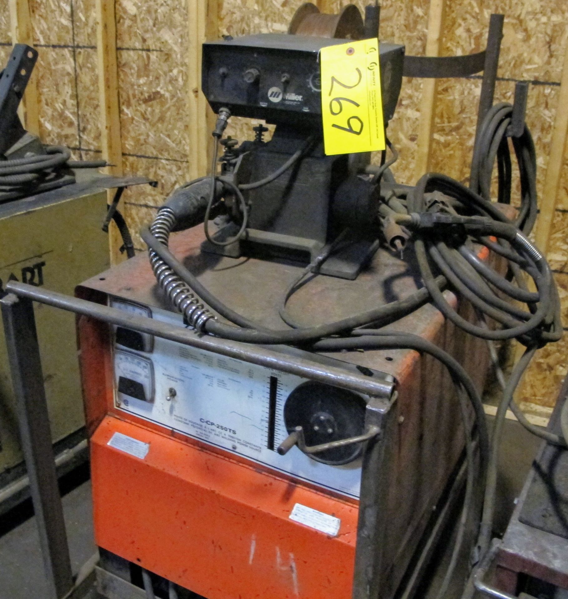 CANOX C-CP-250TS WELDER W/MILLER WIRE FEEDER, CABLES AND CART