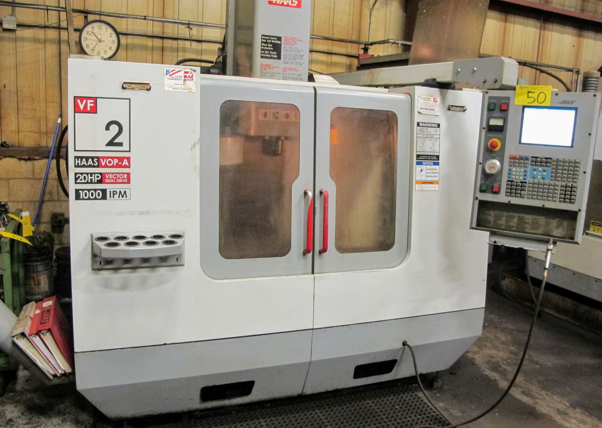 2004 HAAS VF2D CNC VERTICAL MACHINING CENTER, CNC CONTROL, TRAVELS: X-30", Y-16", Z-20", 14" X 36" - Image 9 of 17