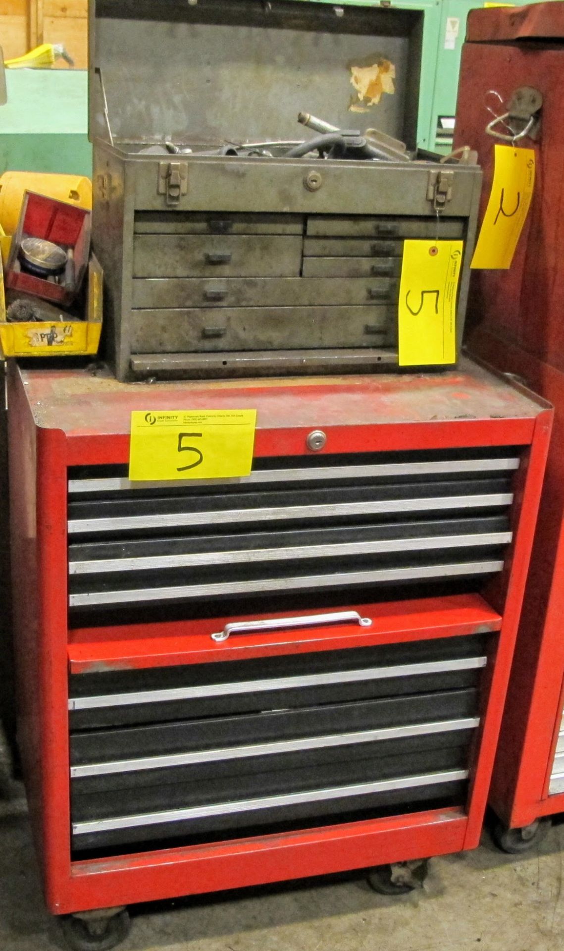 TOOL BOX (7 DRAWERS) AND TOOL CHEST/CART (7 DRAWERS) W/CONTENTS