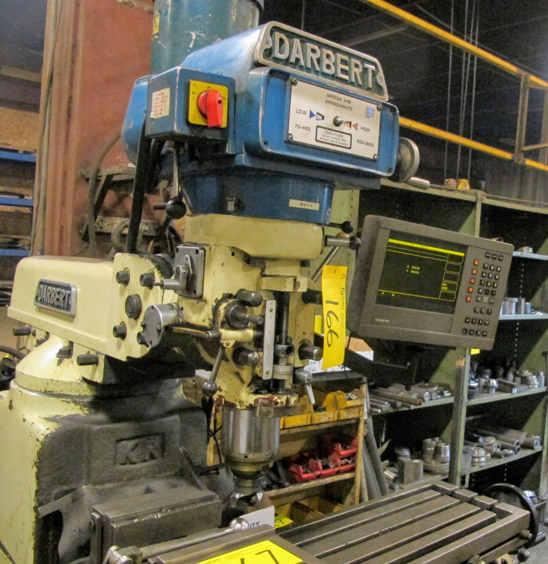 DARBERT VERTICAL MILLING MACHINE, HEIDENHAIN DRO, 5HP, 12” X 54” TABLE, ALIGN POWER FEED, PROBE - Image 3 of 11