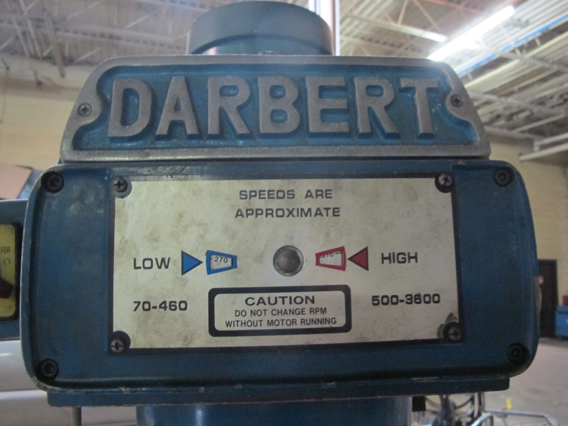 DARBERT 2HP VERTICAL MILLING MACHINE, 12" X 52" TABLE, 70 TO 3000 RPM (LOCATED AT 402725 GRAY ROAD 4 - Image 2 of 4