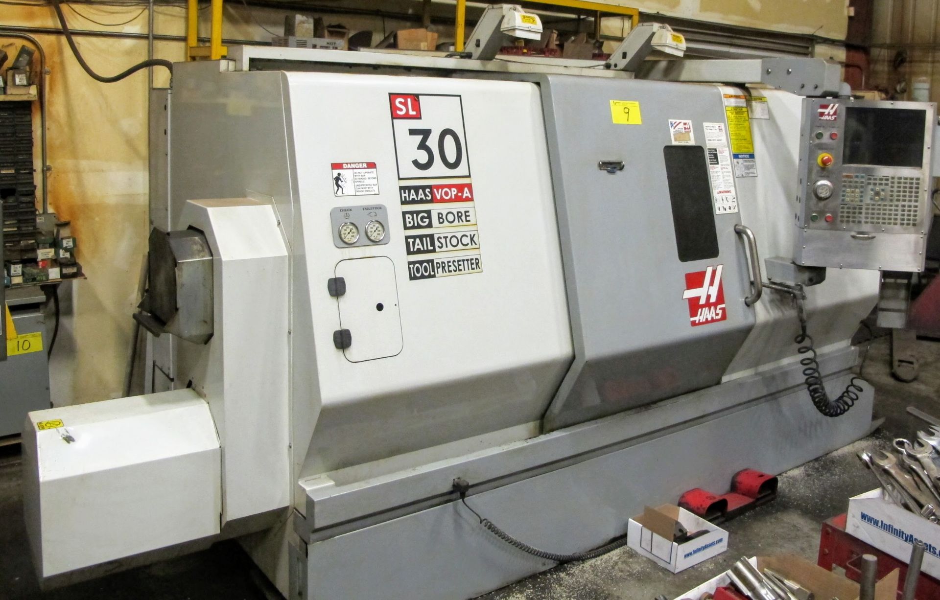 2006 HAAS SL-30TB CNC LATHE, CNC CONTROL, 4.0" BIG BORE, 15" 3 JAW CHUCK, 12 STATION TURRET,