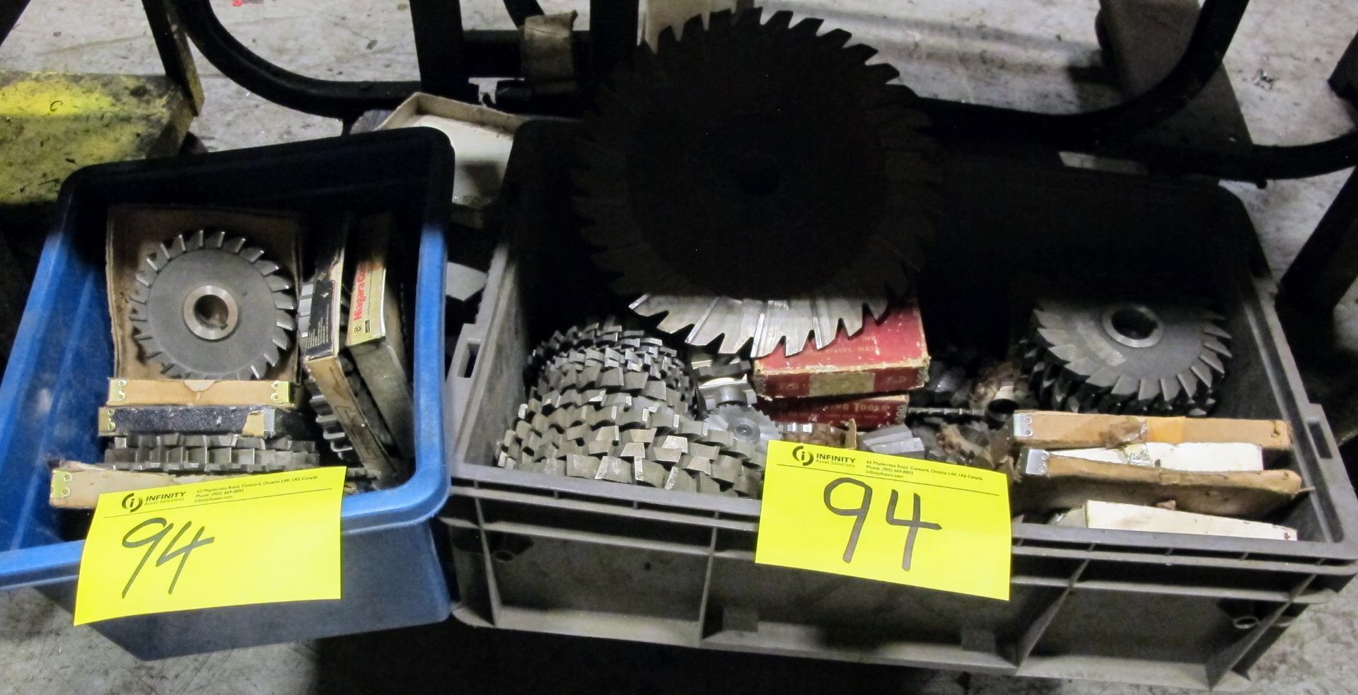 LOT OF 2 PLASTIC TOTES W/CUTTING WHEELS