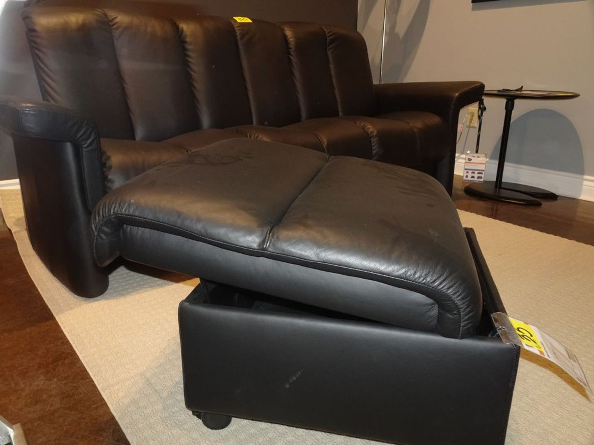 STRESSLESS LEGEND LOW BACK 3 SEATER SOFA, PALOMA BLACK, MODEL # ER-1281030 (MSRP $6160) - Image 2 of 9