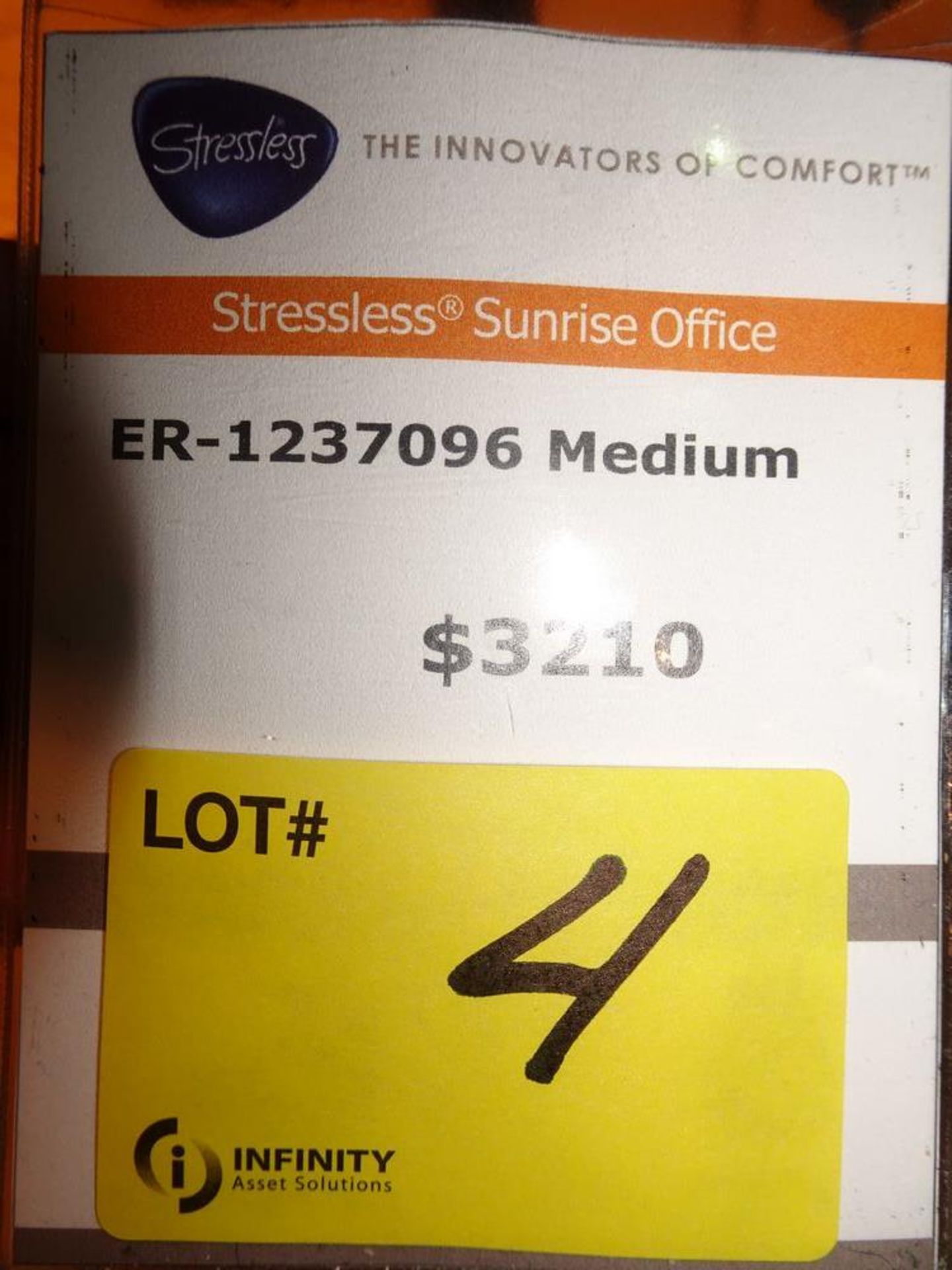 STRESSLESS SUNRISE OFFICE CHAIR ON CASTORS, PALOMA SAND MODEL # ER-1237096 (MSRP $3210) - Image 5 of 6