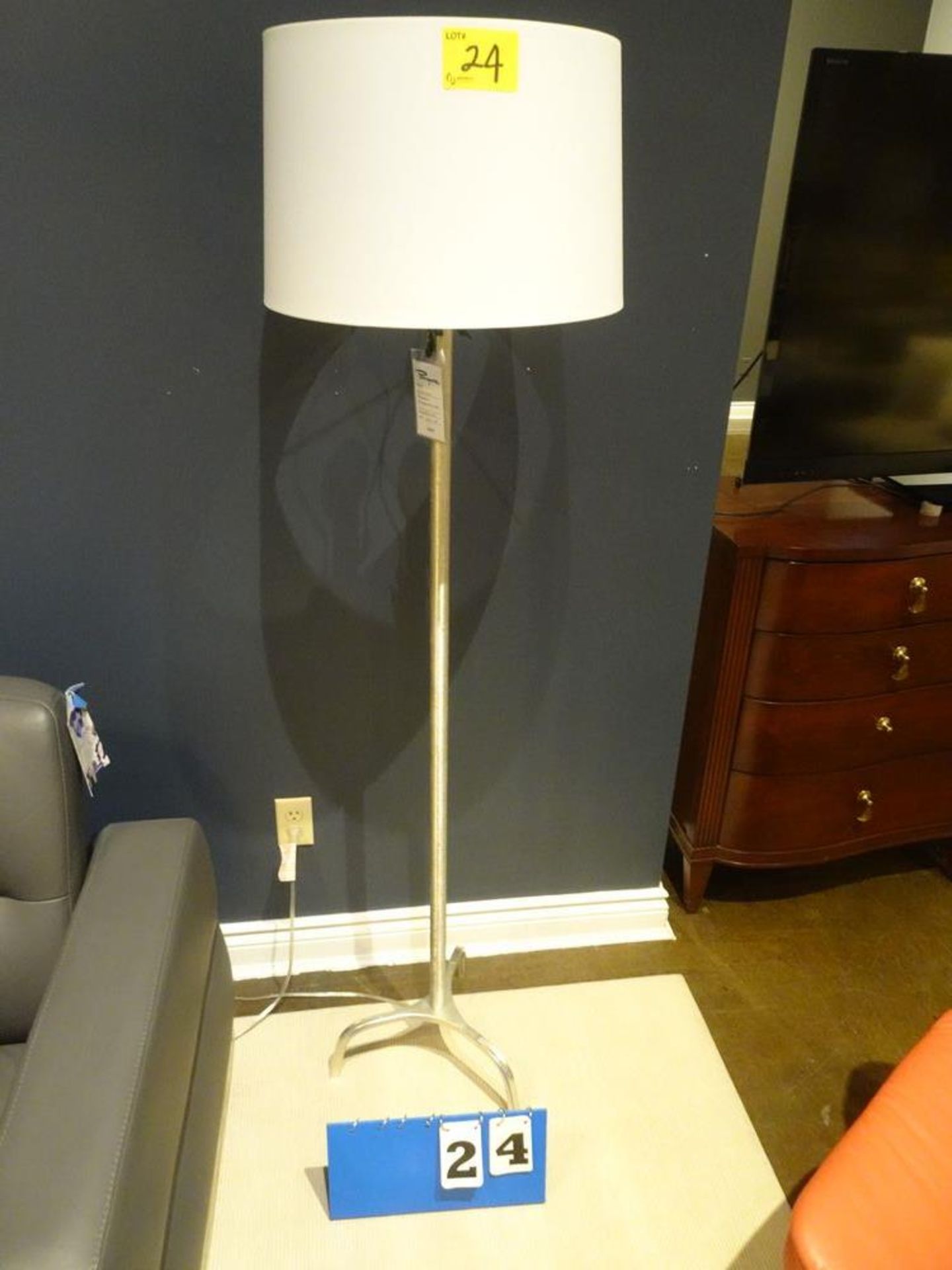 WIRED WRAPPED FLOOR LAMP, LINEN SHADE