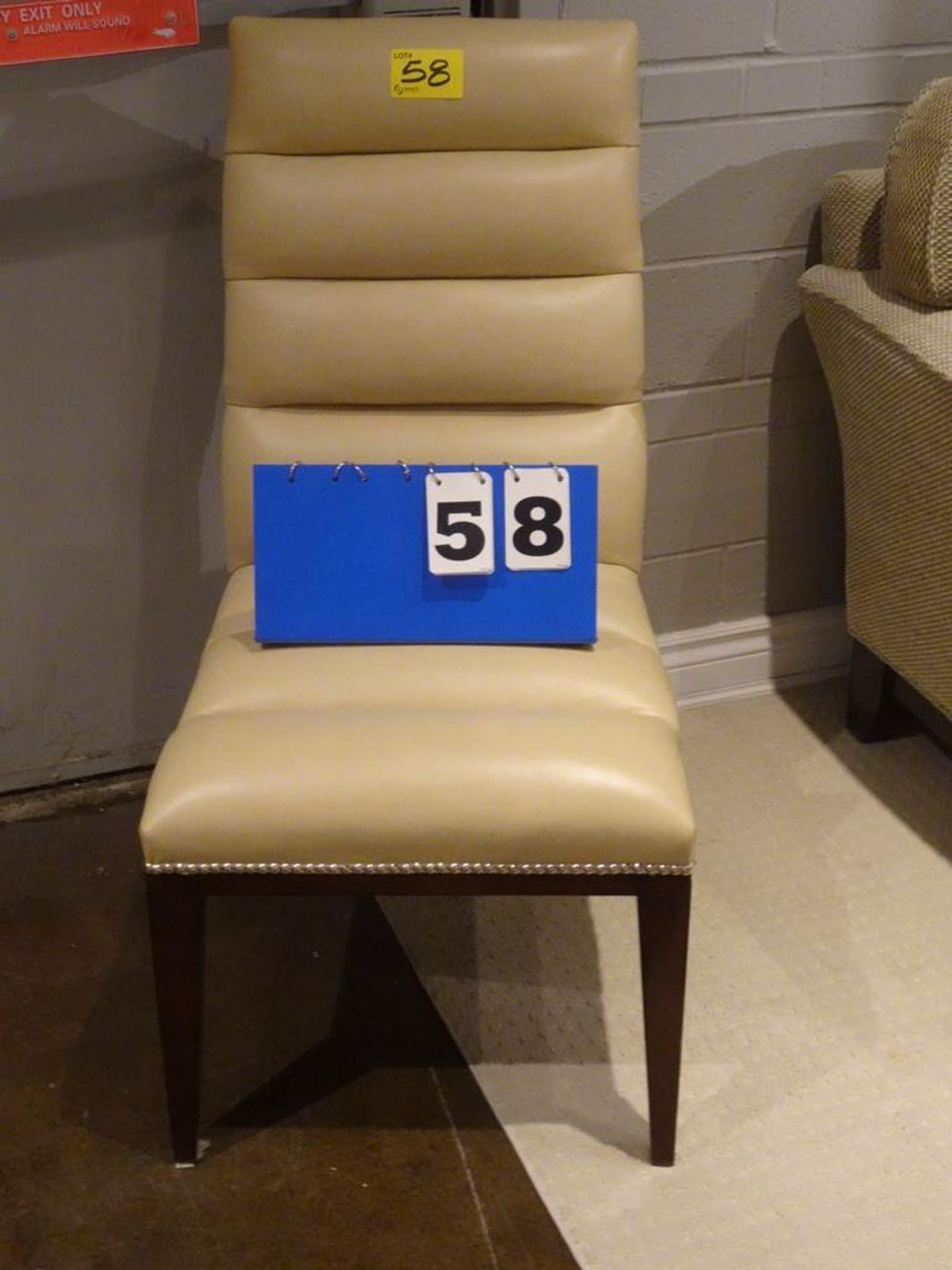 SIDE CHAIR - BEIGE, LEATHER W/ STUDS