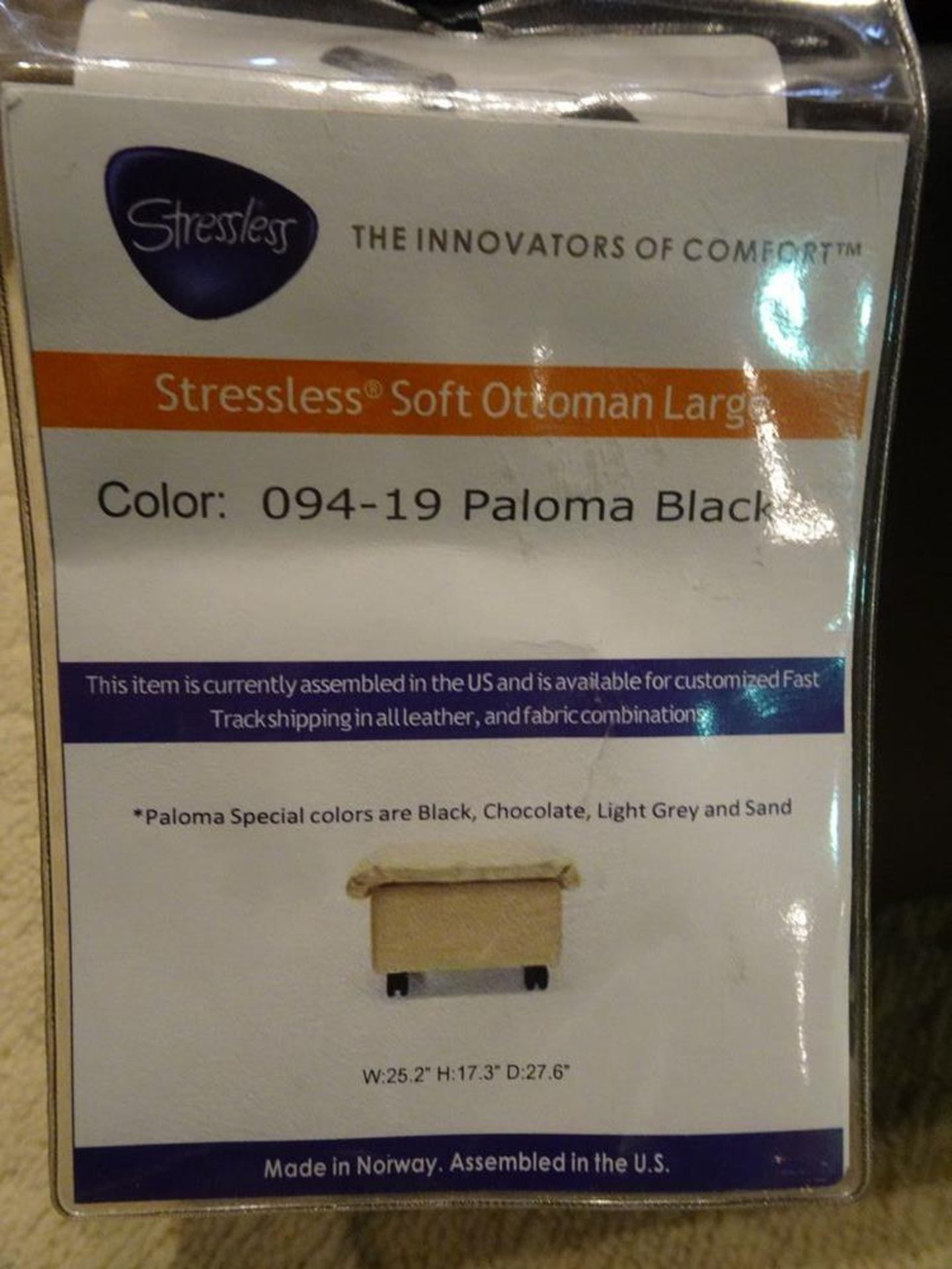 STRESSLESS LEGEND LOW BACK 3 SEATER SOFA, PALOMA BLACK, MODEL # ER-1281030 (MSRP $6160) - Image 9 of 9