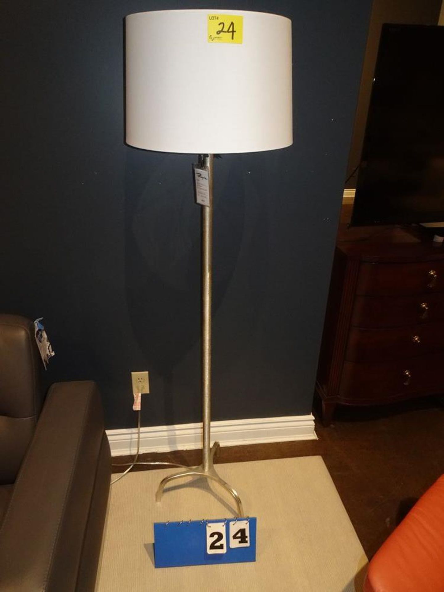 WIRED WRAPPED FLOOR LAMP, LINEN SHADE - Image 2 of 6