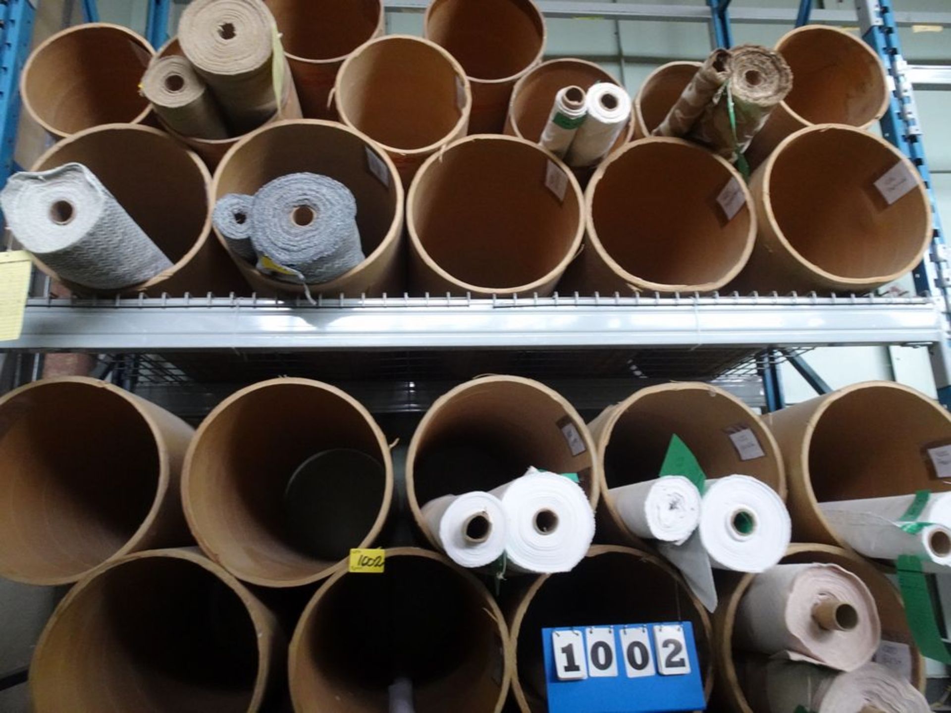 LOT - UPHOLSTERY FABRIC, ASSORTED ROLLS AND BOXES OF ENDS C/W CARDBOARD CONO TUBES - Image 2 of 4