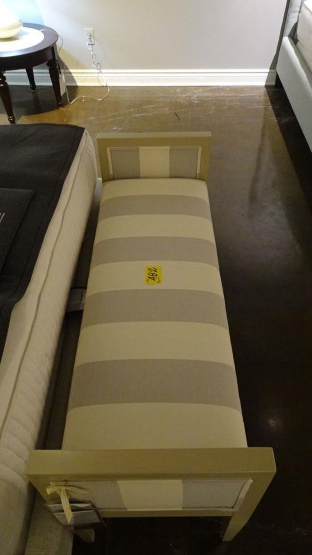 OTTOMAN BENCH - CRÈME/PALE GREY STRIPE (MSRP $2940) - Image 3 of 4