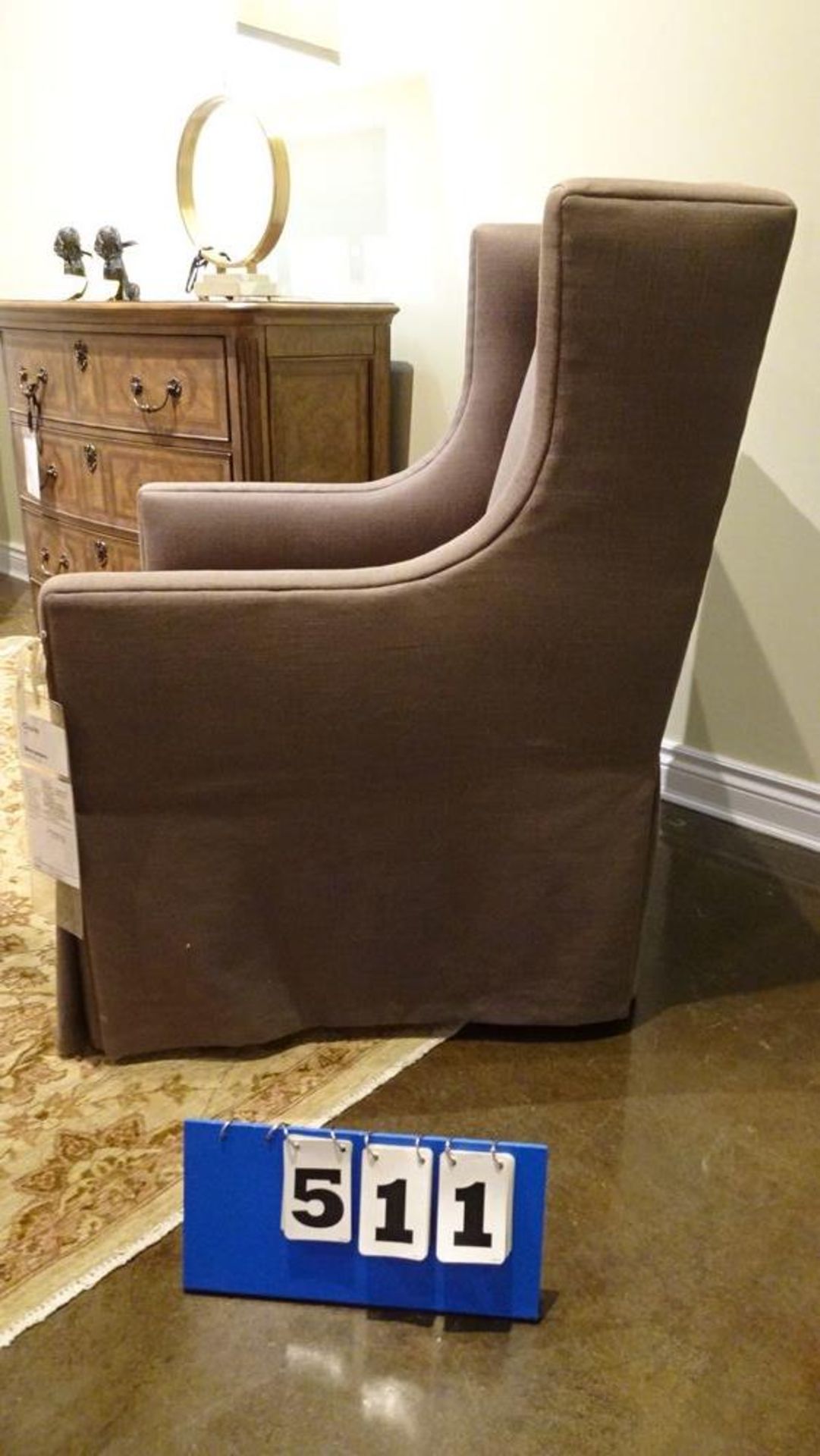 WING BACK ARM CHAIR, MINK (MSRP $3780) - Image 3 of 4