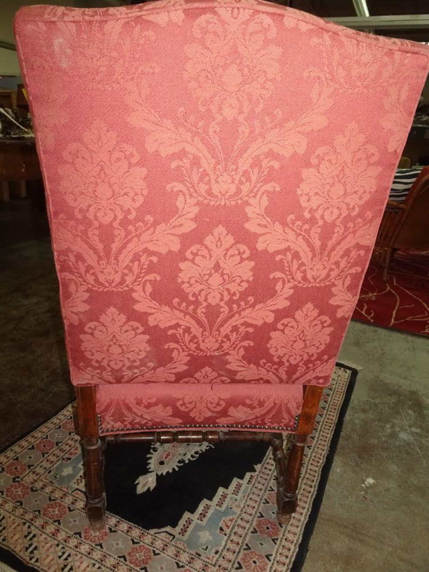 ORNATE ARM CHAIR - RED W/STUDS - Image 7 of 7