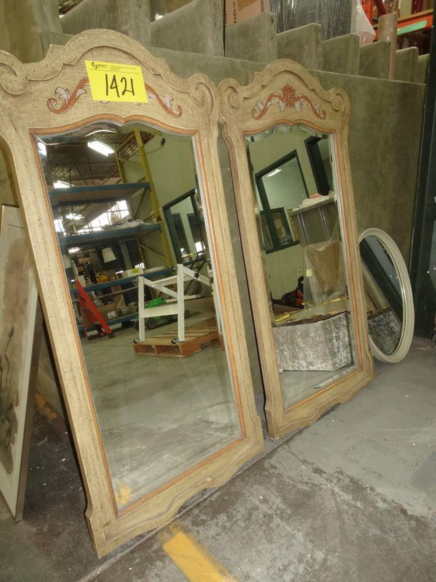 PAIR OF MIRRORS - WOOD FRAME, BEVELLED GLASS