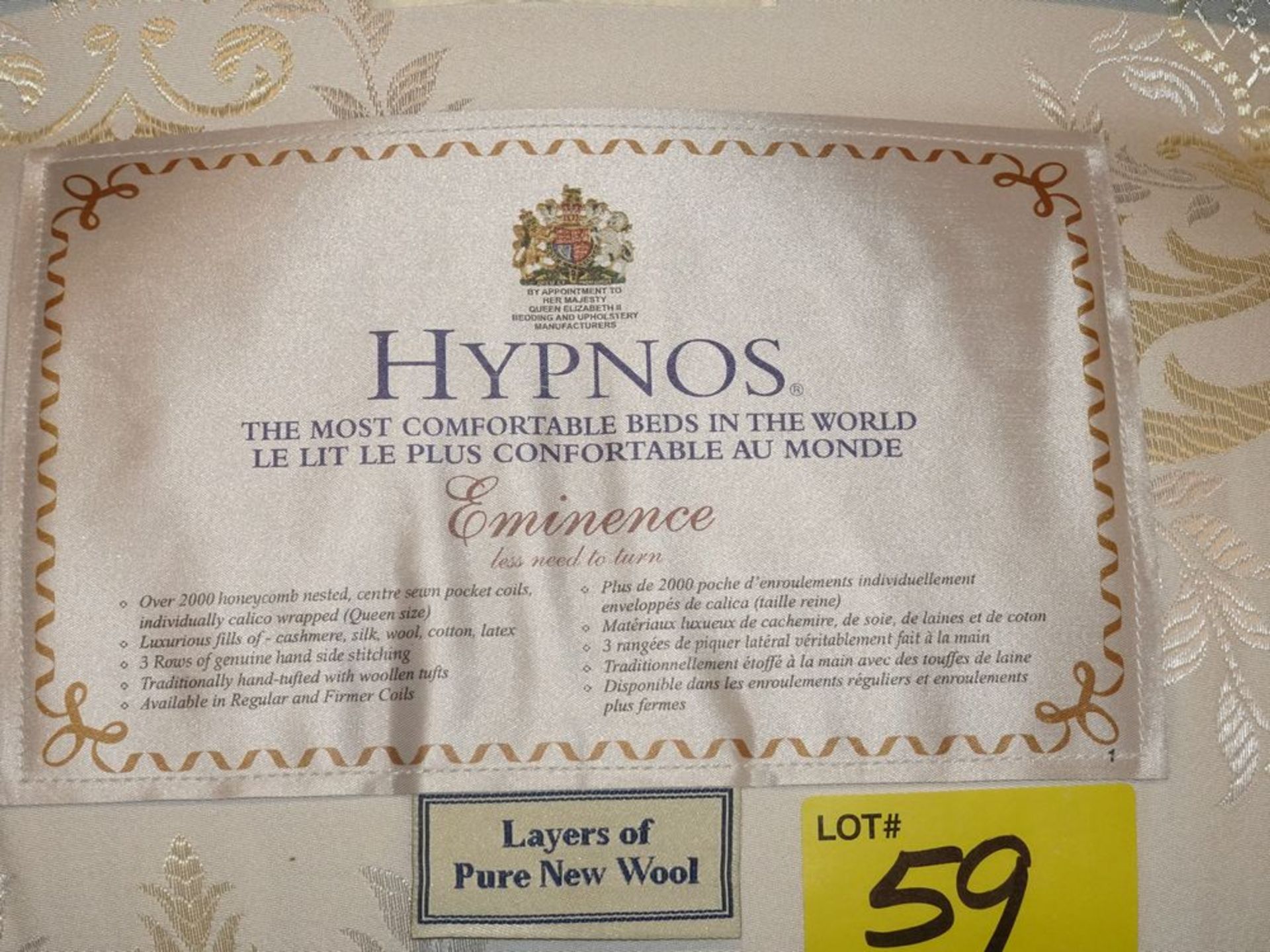 QUEEN SIZE - HYPNOS "EMINENCE" REGULAR COIL & LATEX MATTRESS W/ HYPNOS "EMINENCE" 11" POCKET COIL - Image 4 of 6
