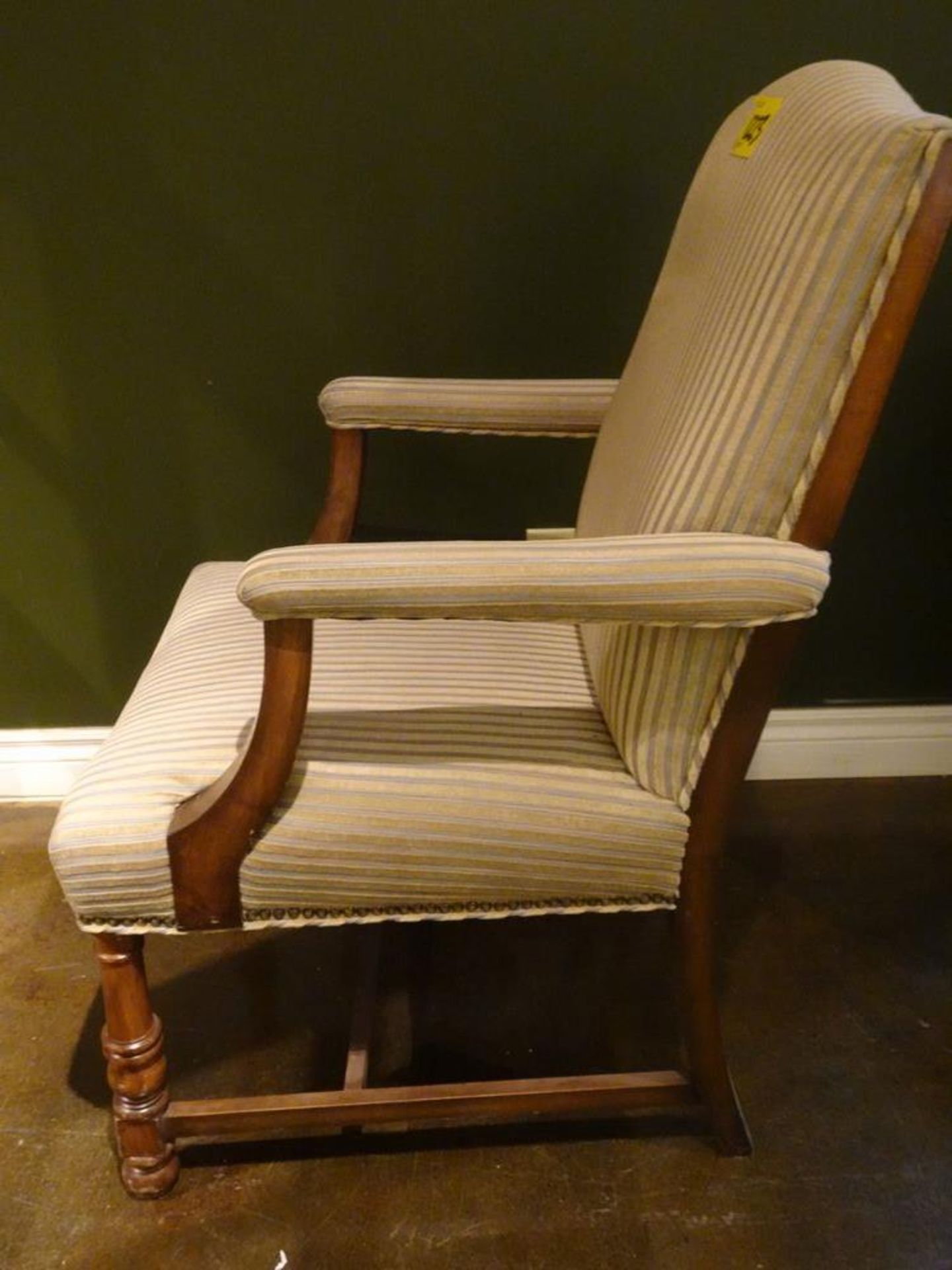 ARM CHAIR - PALE BLUE STRIPE W/STUDS - Image 3 of 3