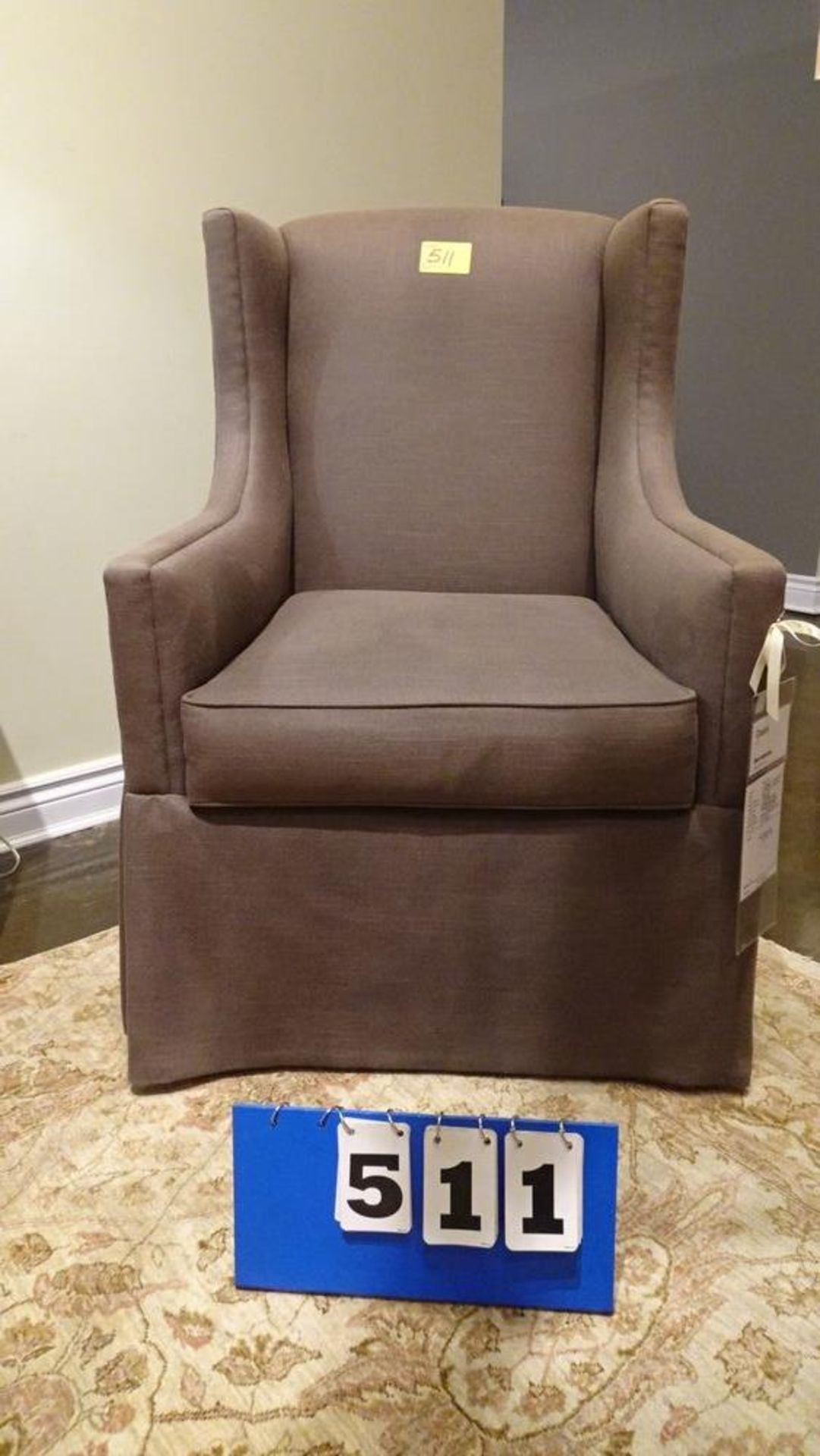 WING BACK ARM CHAIR, MINK (MSRP $3780)