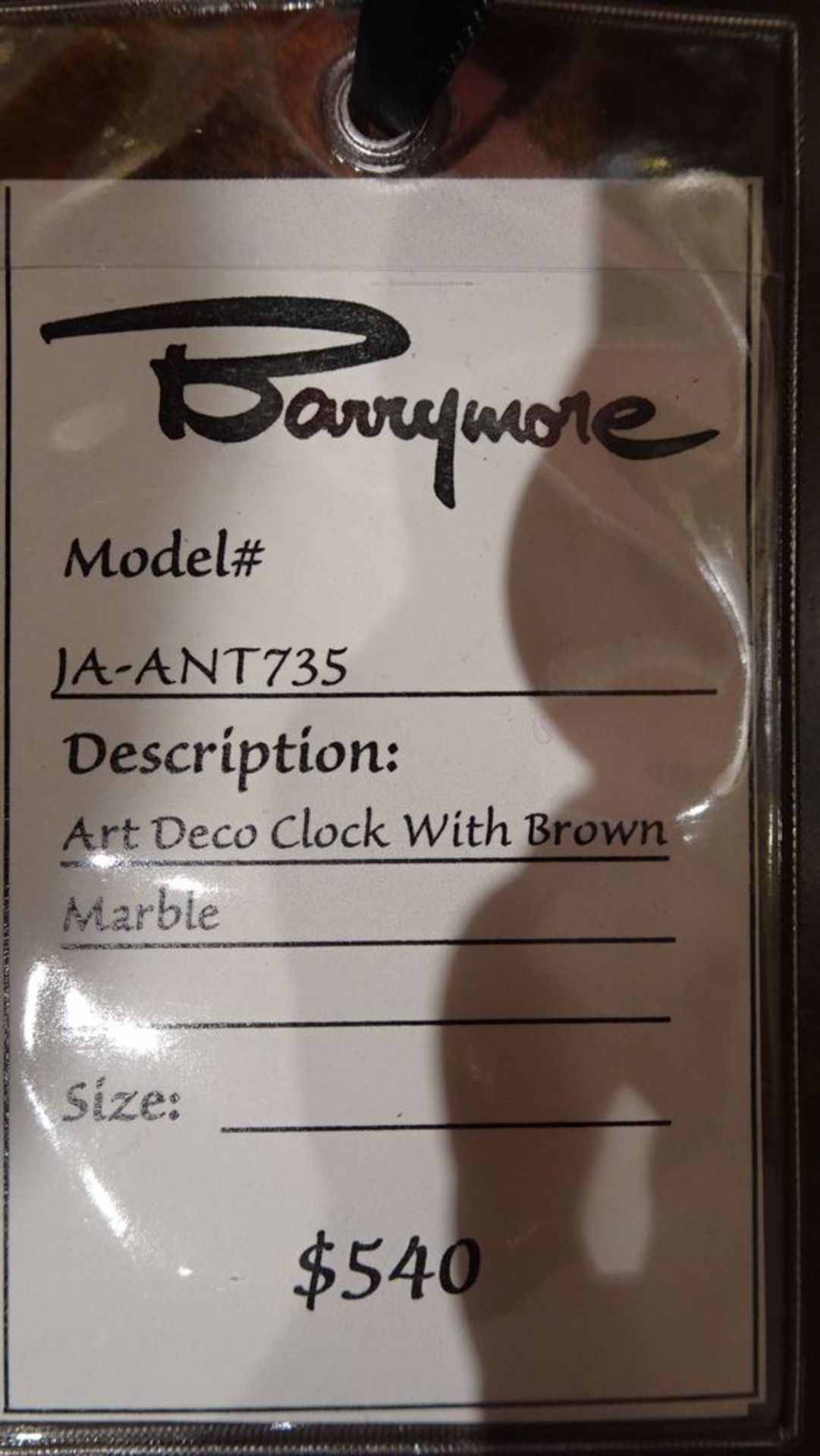 MANTLE CLOCK, ART DECO, BROWN MARBLE - Image 3 of 3