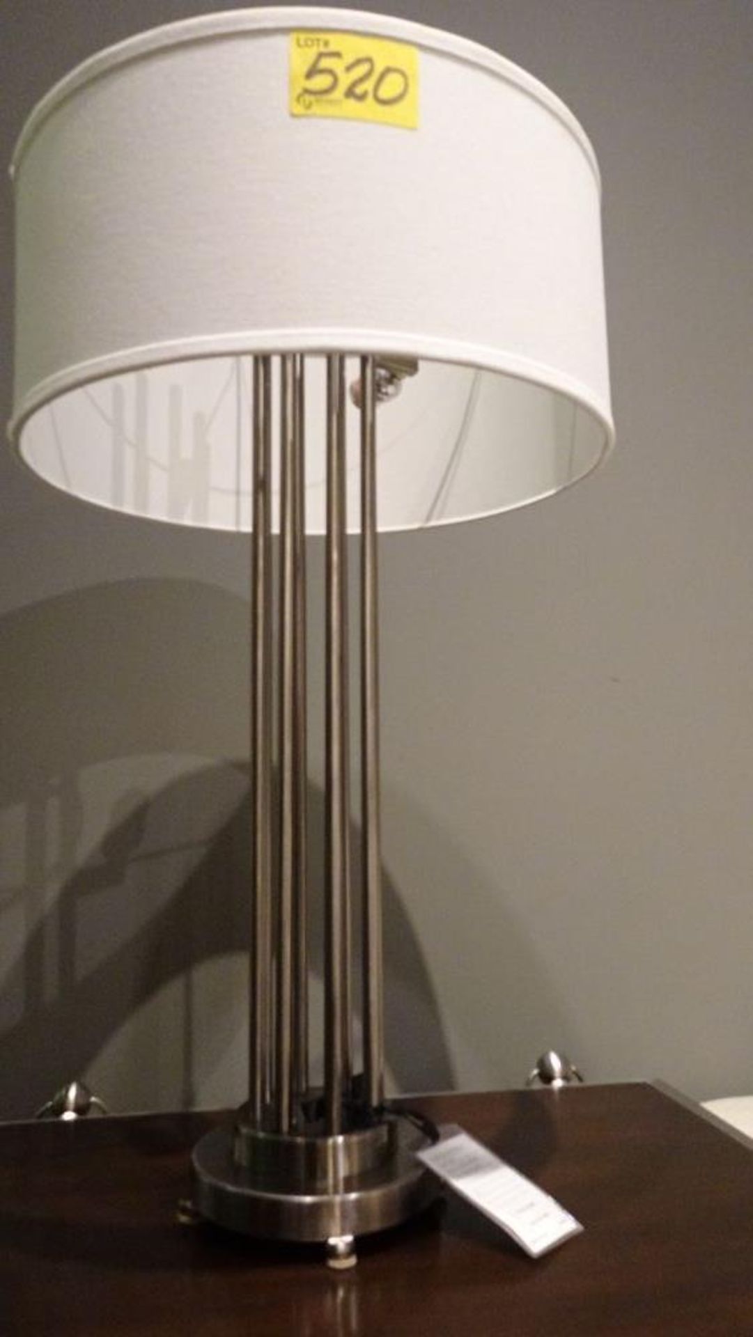 BILLY MOON - TABLE LAMP, SILVER METAL BASE, LINEN SHADE - Image 2 of 5