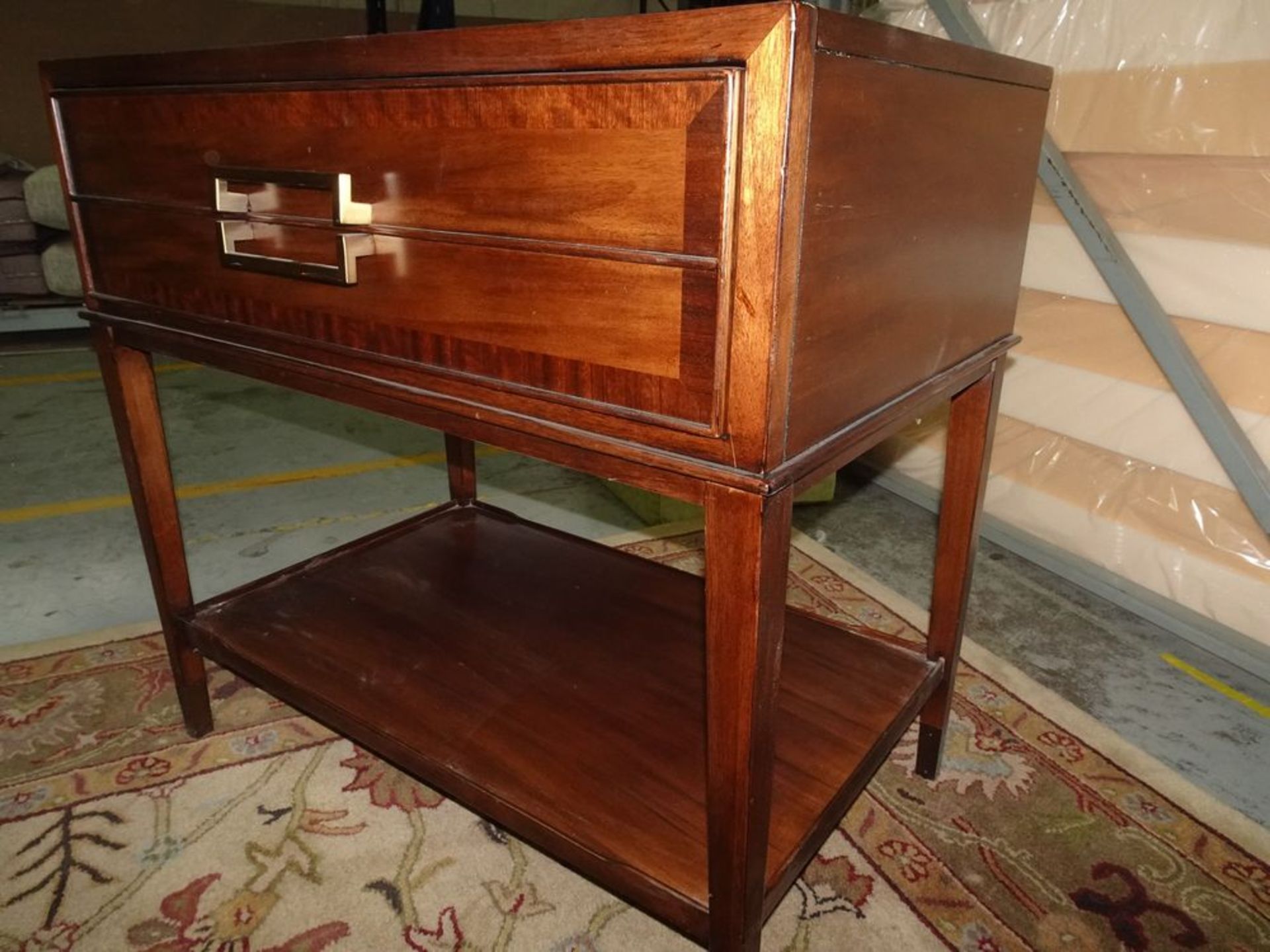 LAMP TABLE - 1 DRAWER, BRASS ACCENTS (NEEDS ATTENTION) - Image 3 of 3