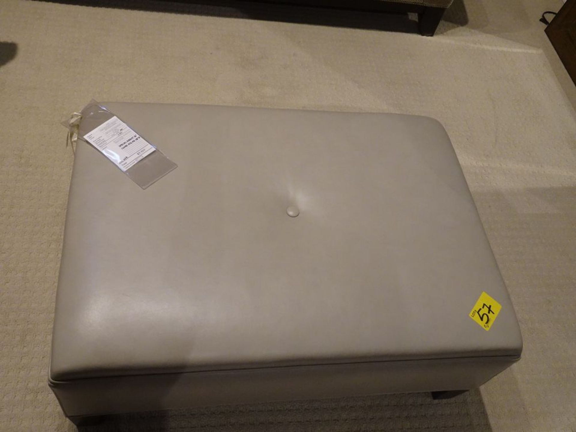 LARGE RECTANGULAR OTTOMAN, SILVER LEATHER (MSRP $3720) - Image 3 of 4