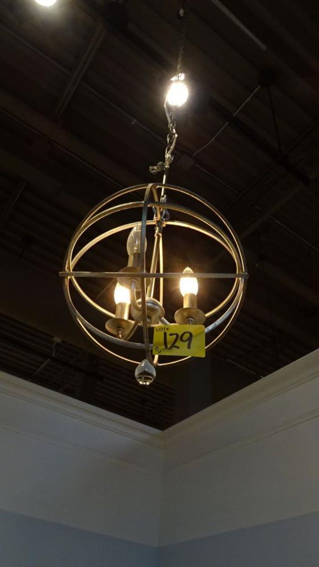 WROUGHT IRON MINI 3 LIGHT CHANDELIER (MSRP $460) (BUYER RESPONSIBLE FOR REMOVAL CONTACT CAMPBELL