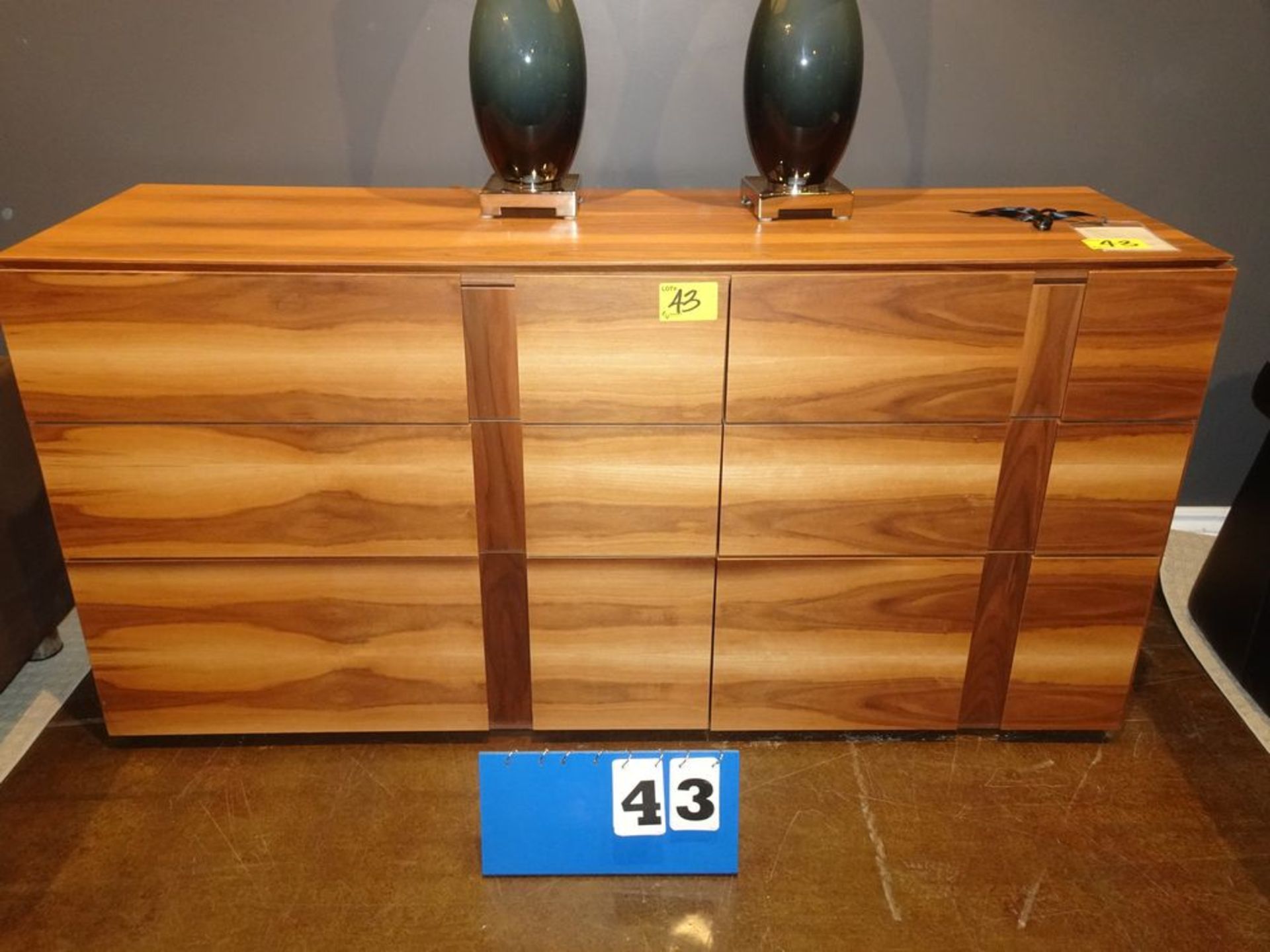 6 DRAWER DRESSER - NATURAL WALNUT FINISH (MSRP $2490)