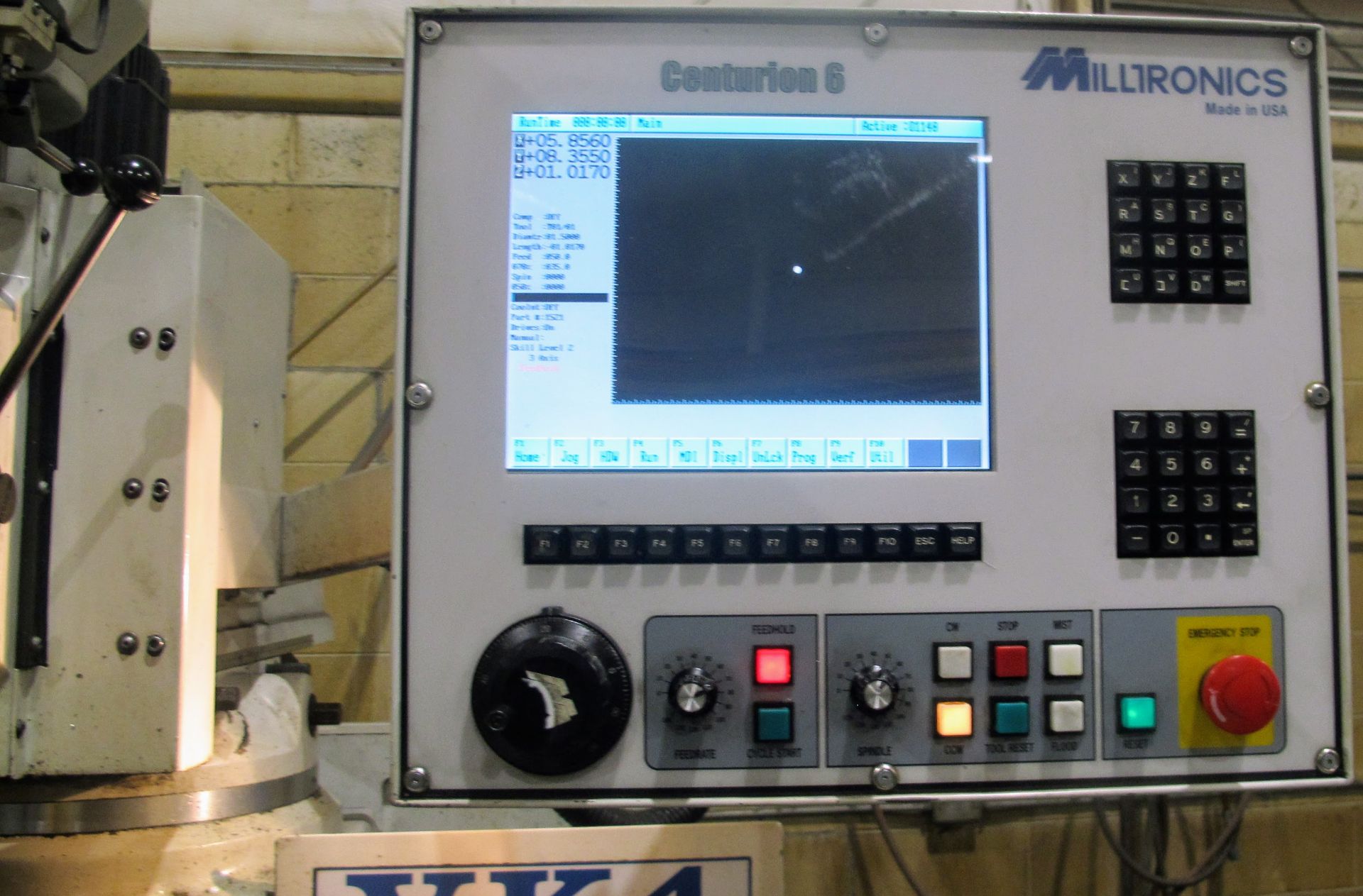 2001 MILLTRONICS VKM4 CNC MILLING MACHINE, S/N 7075, CENTURION 6 CNC CONTROL, 12" X 50" TABLE - Image 14 of 15