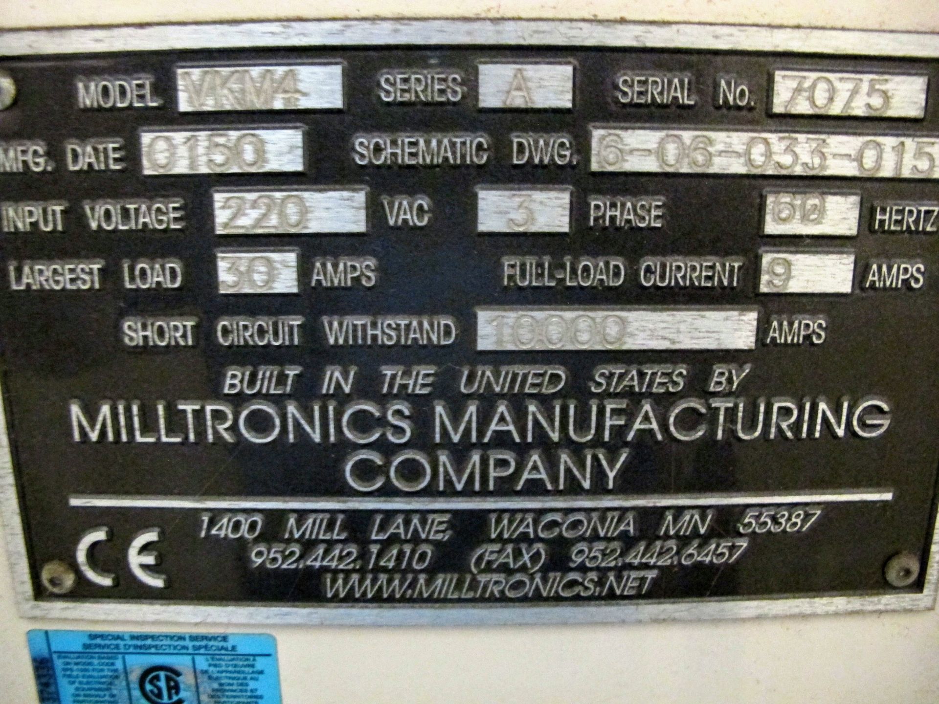 2001 MILLTRONICS VKM4 CNC MILLING MACHINE, S/N 7075, CENTURION 6 CNC CONTROL, 12" X 50" TABLE - Image 4 of 15