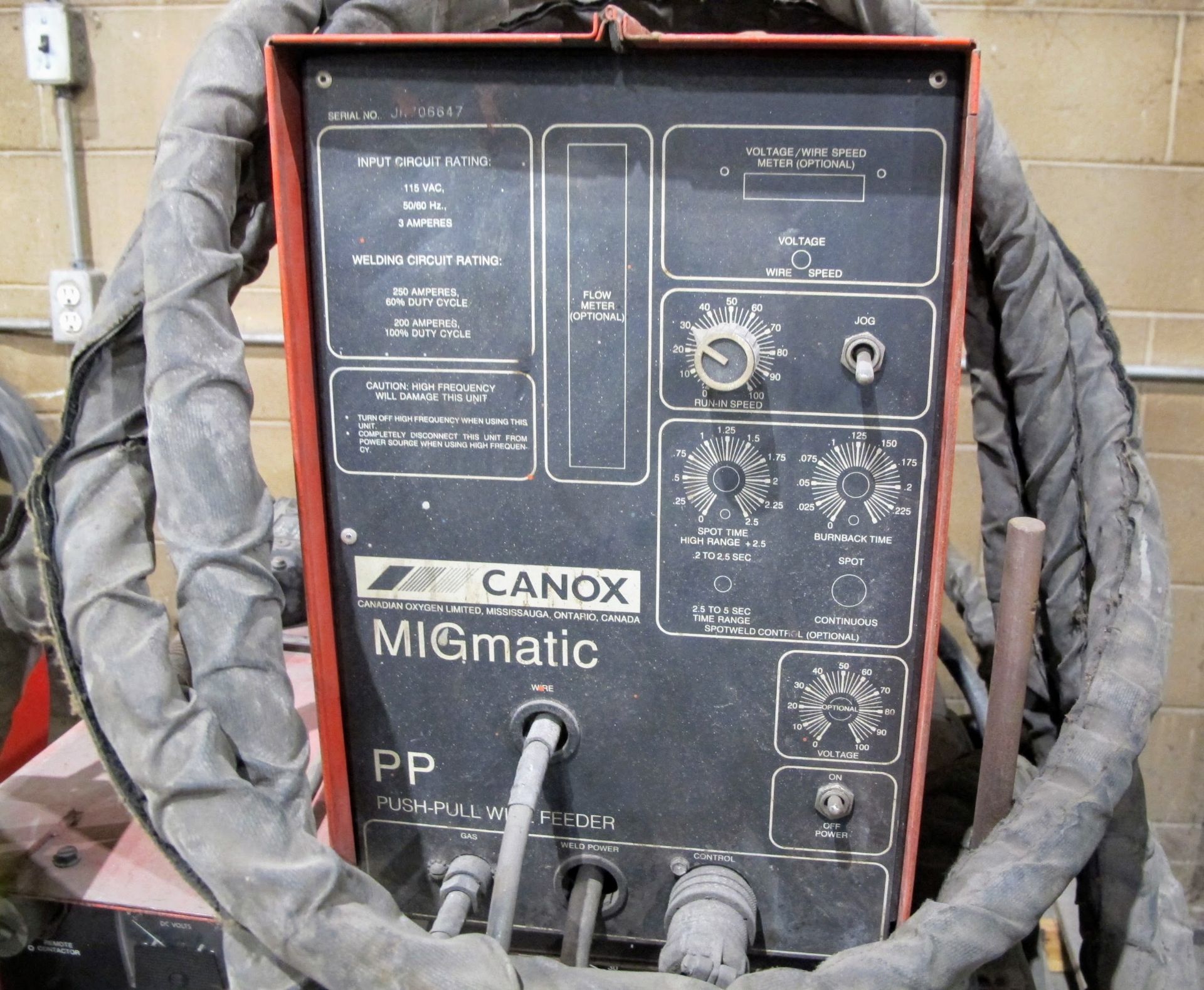 CANOX DELTAWELD 450 WELDER W/CANOX MIGMATIC PP30 WIRE FEEDER AND CABLES - Image 3 of 5