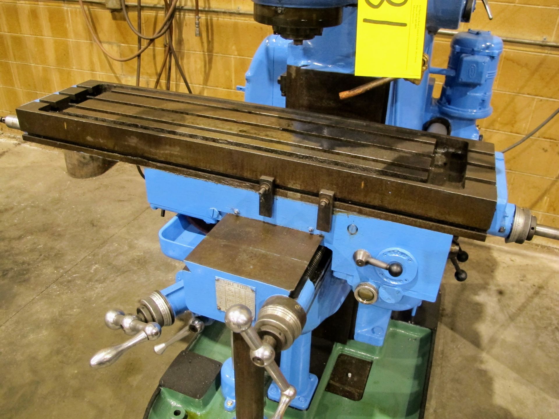 ADCOCK & SHIPLEY VERTICAL MILLING MACHINE, S/N 2VSB2009J, 10" X 40" TABLE, 1400 RPM, S/N 35124, - Image 8 of 8