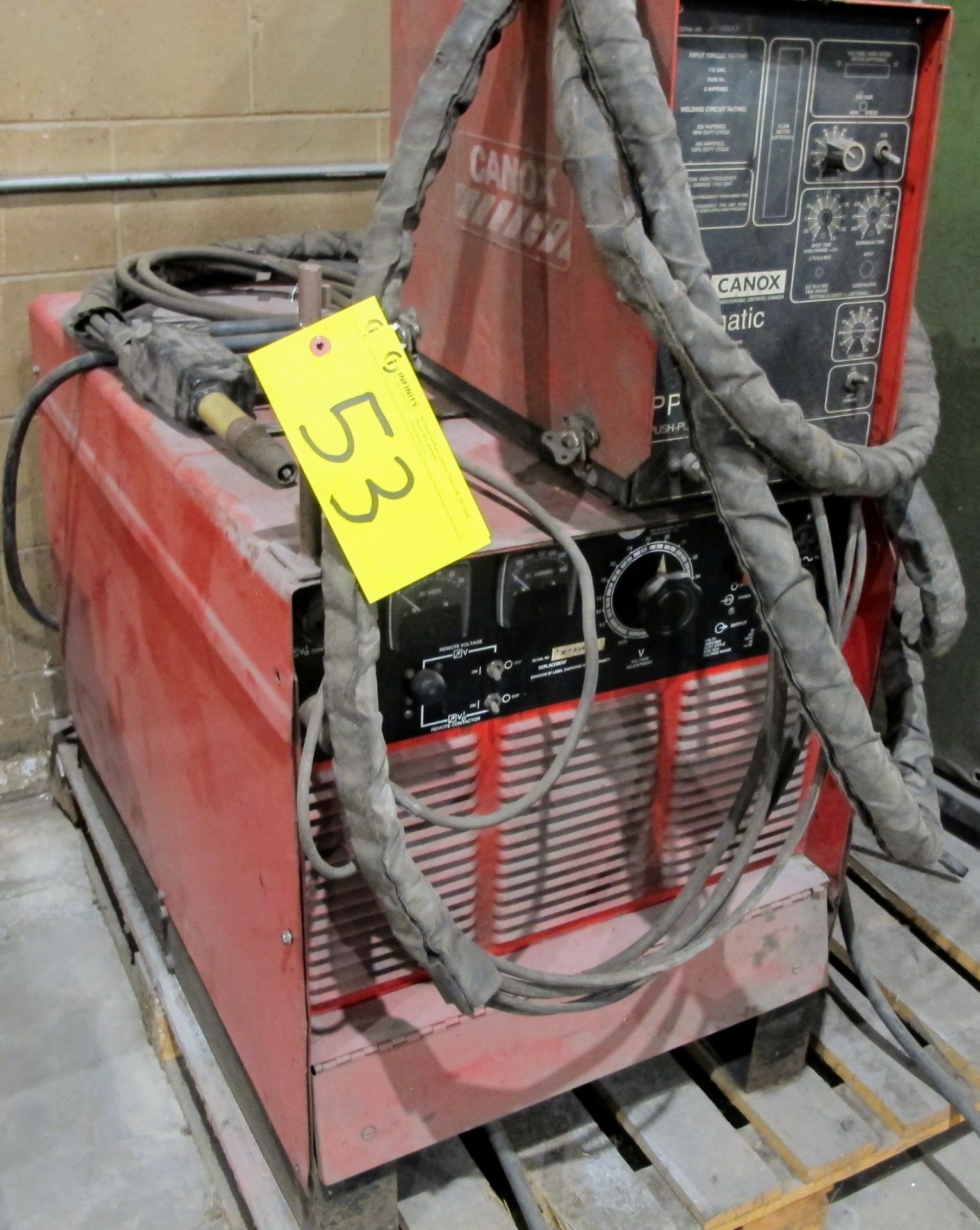 CANOX DELTAWELD 450 WELDER W/CANOX MIGMATIC PP30 WIRE FEEDER AND CABLES